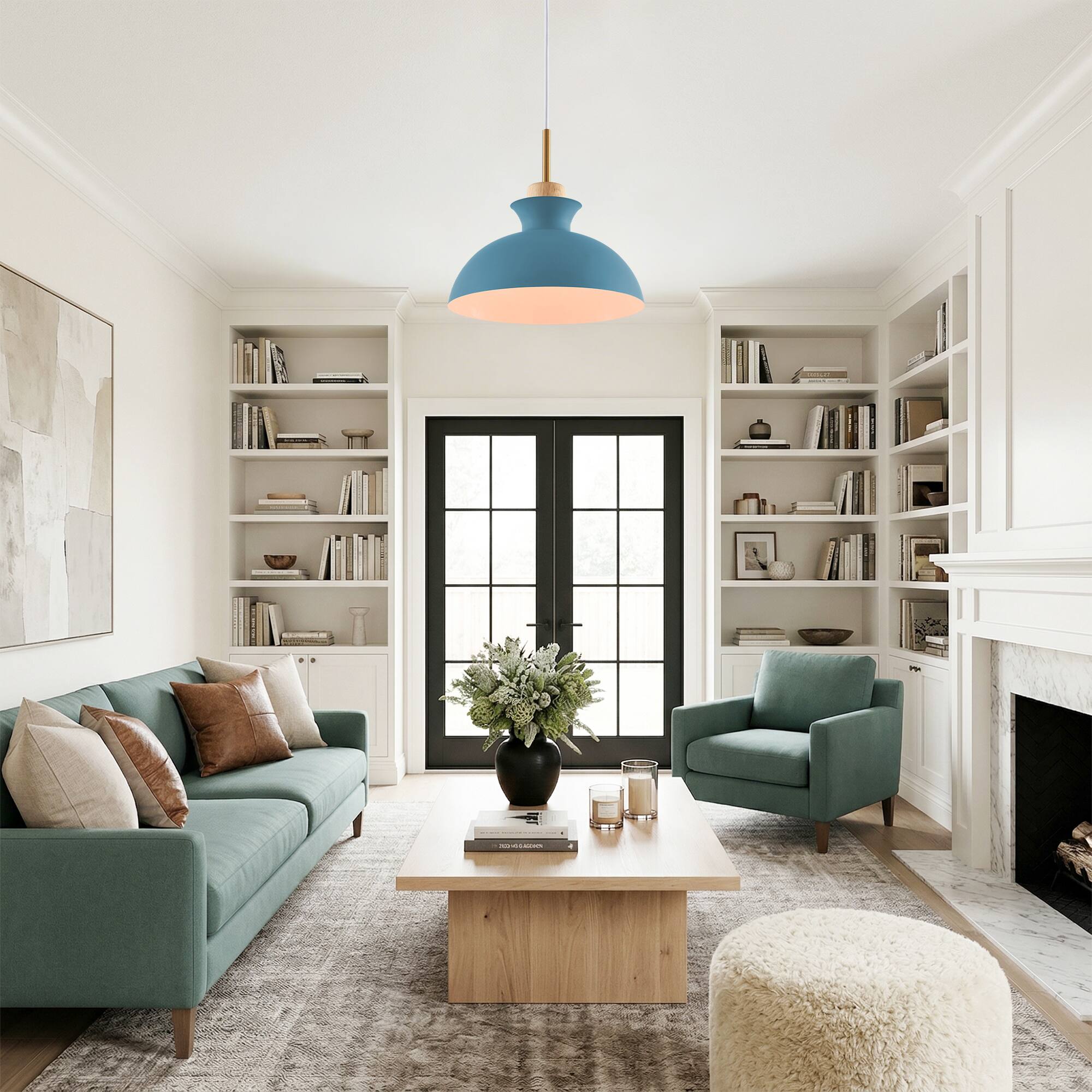 Left. Parrot Uncle - 1-Light Modern Blue Hanging Pendant Light - Blue.