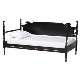 Baxton Studio - Gaetano Wood Daybed with Turned Spindle Post, Twin - Black