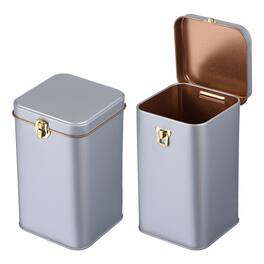 Unique Bargains - 2pcs Square Tin Can with Lid Metal Empty Storage Container for Tea Coffee Cookies Crafts - Gray
