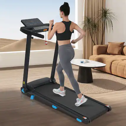 The text in the image is not clearly visible, but it appears to be related to the treadmill's display. The display shows various metrics and settings, but the specific text is not readable. The image does not contain the text "- - - -- - ************************** - - - - GAON -. ...".
