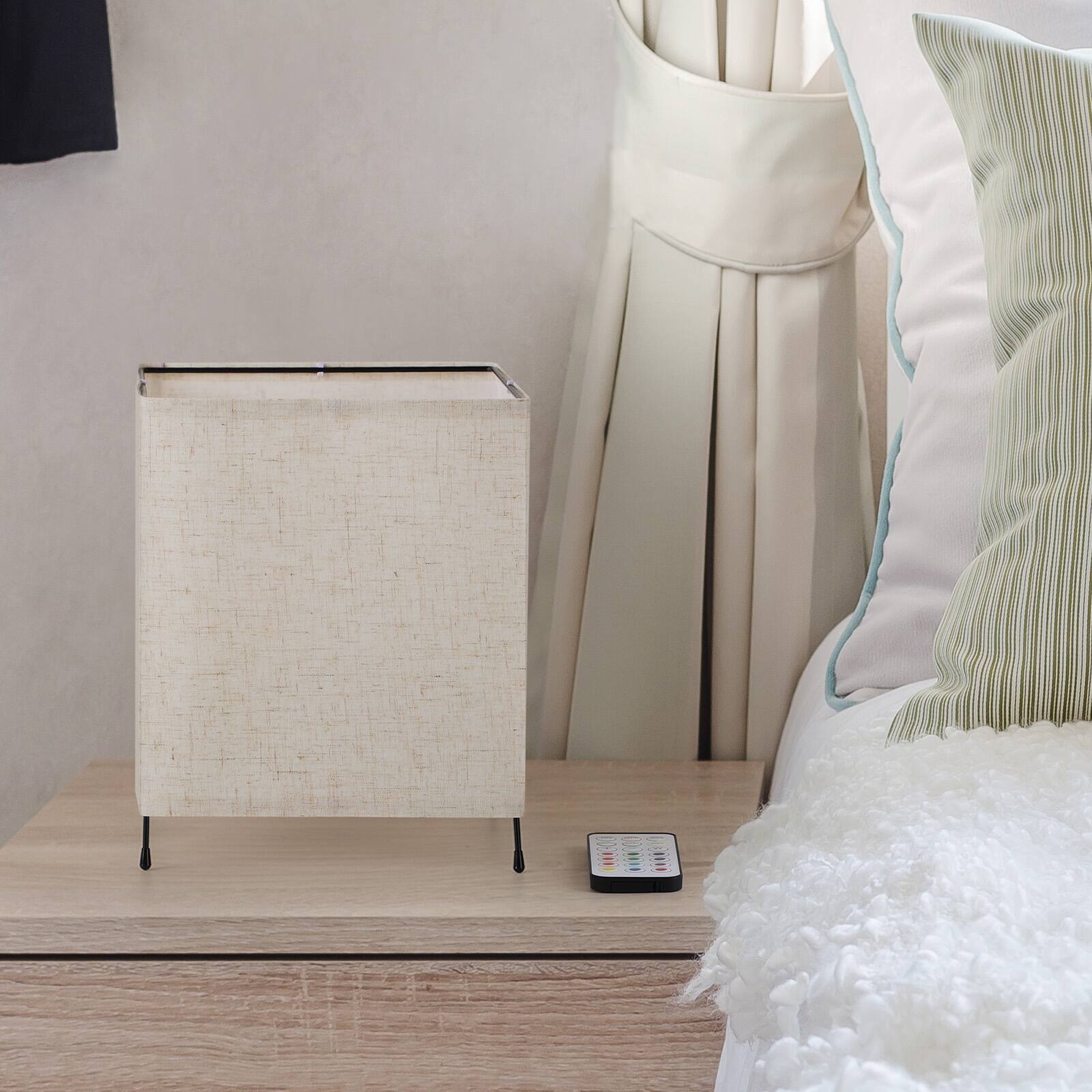 Alt View 2. Oumilen - 2-Pack Minimalist Square Nightstand Lamps with Remote - 12-Color RGB Linen Shade Lamps for Bedroom & Living Room.