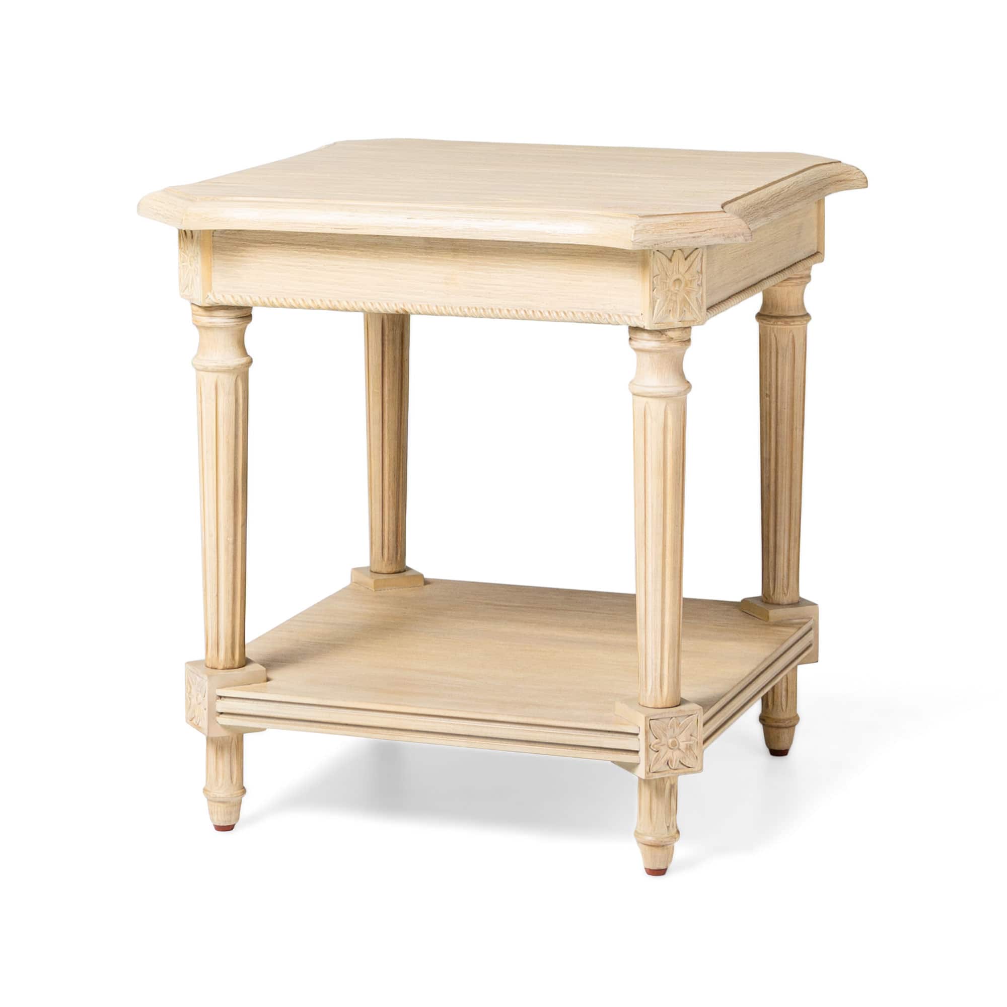 Maven Lane - Pullman Traditional Square Wooden Side Table Finish - Antiqued White