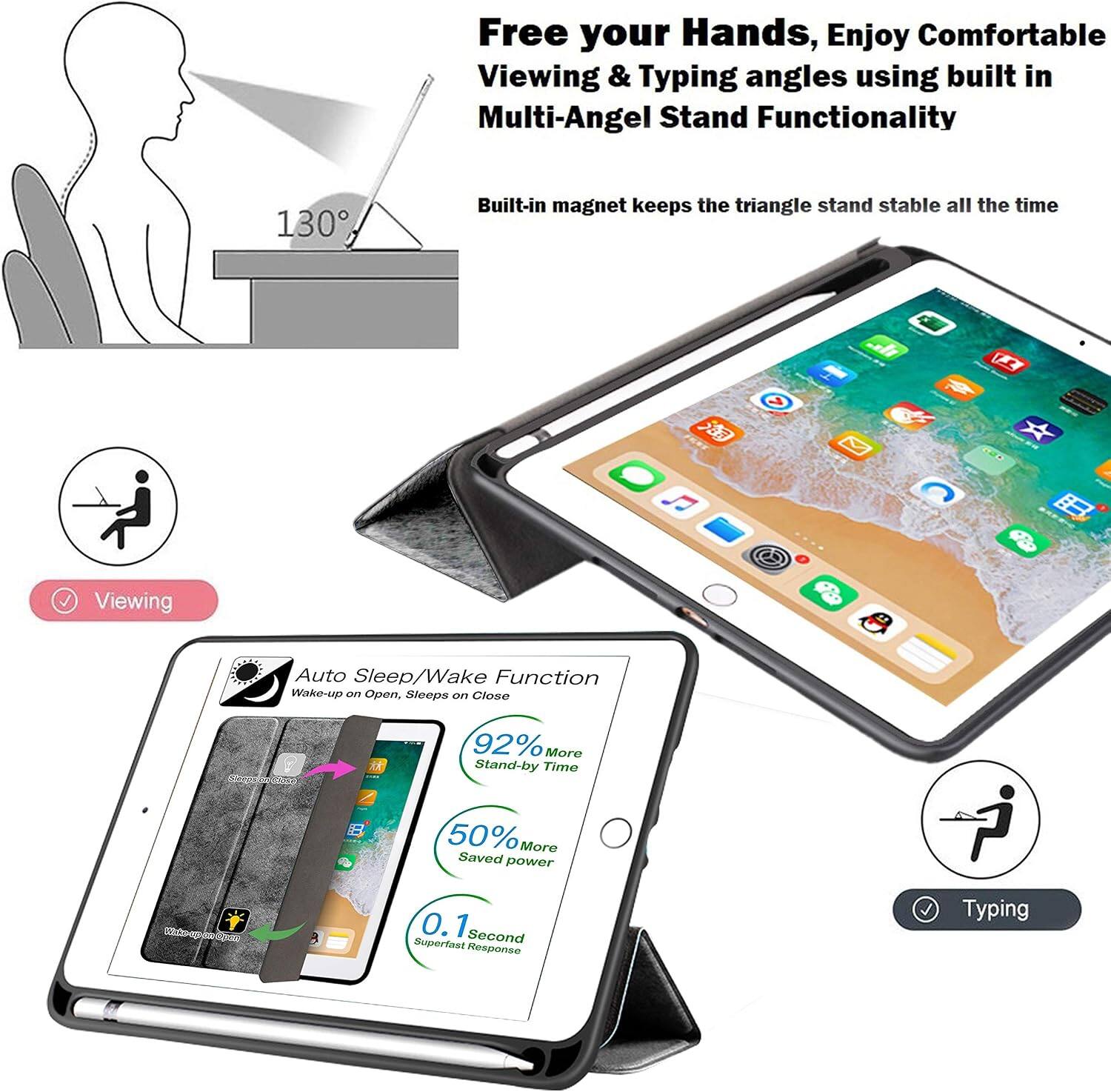 Free your Hands, Enjoy Comfortable Viewing & Typing angles using built in Multi-Angel Stand Functionality

130°
Built-in magnet keeps the triangle stand stable all the time

Viewing
Auto Sleep/Wake Function Wake-up on Open, Sleeps on Close
steepsotoch.com

92% More Stand-by Time
50% More Saved power
0.1 Second Superfast Response
Typing