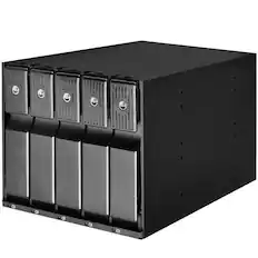 Front. SilverStone - SST-FS305-12G-X Three 5.25" device bay to five 3.5" SAS-12G / SATA-6Gbit/s trayless hot-swap cage - Black.