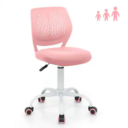 Front. Costway - Costway Kids Desk Chair Ergonomic Swivel Children Mesh Study Height Adjustable - Pink.