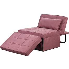 Ainfox - Sofa Bed Breathable Linen Couch Bed with Adjustable Backrest Convertible Chair for Living Room Apartment Office - Pink