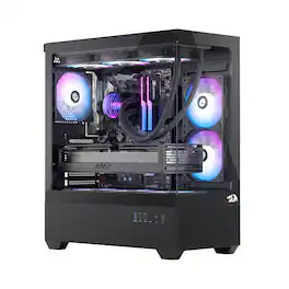 Earthley Blooms - Gc218m Gaming Back-mounted Pc Case M- Computer Chassis W 2 X Fans Pre-installed & High Airflow Perforated - ATX