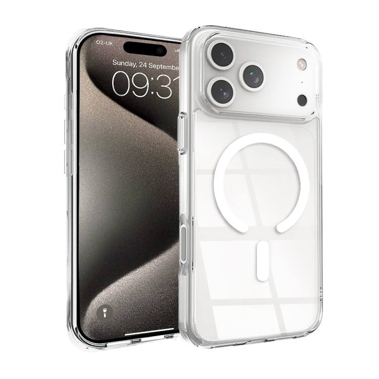 Entronix - Magnetic Case for iPhone 17 Pro Max - Slim Hard Back Design - Clear