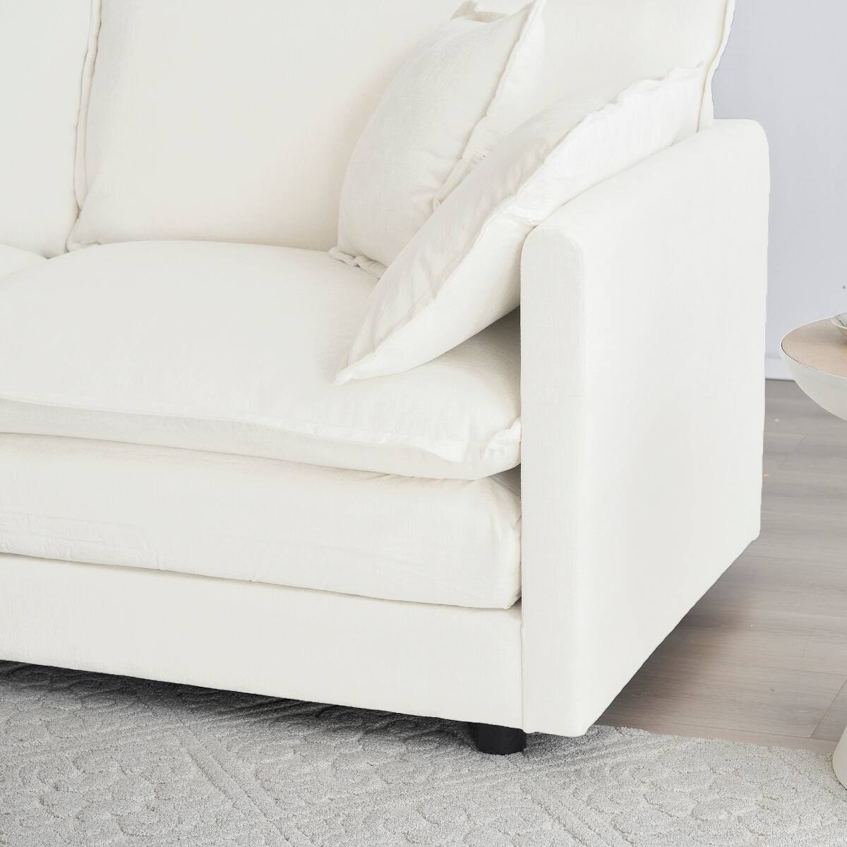 Alt View 9. Ropilly - Ropilly White Chenille Single Seat Sofa Deep Seat Upholstered Reading Armchair with Toss Pillow - White.