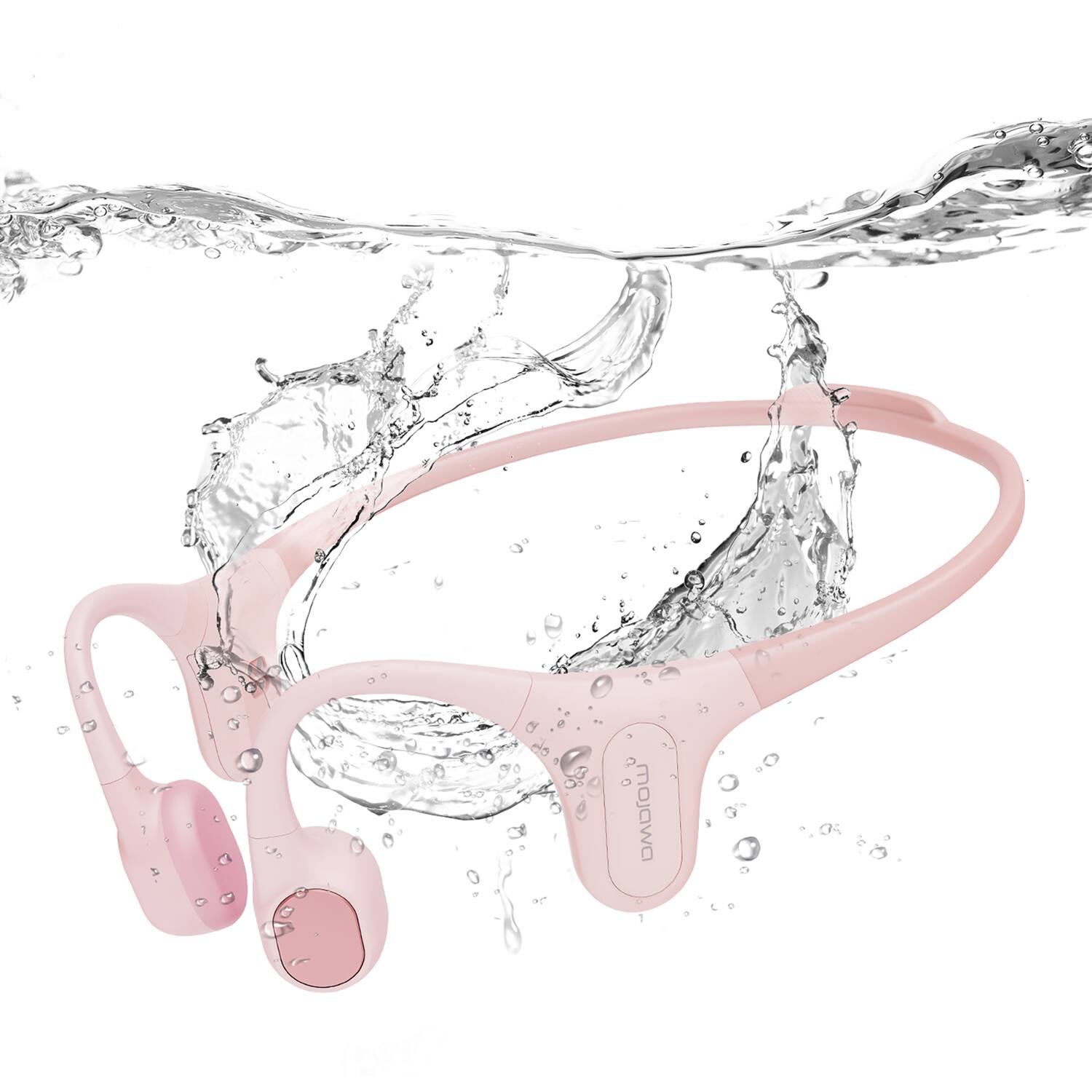 Alt View 5. Mojawa - Run Plus Bluetooth Bone-Conduction Waterproof Open-Ear Headphones with Microphone for Outdoor Sports - Pink.