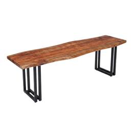 Porter Designs - Manzanita Live Edge Solid Sheesham Wood Dining Bench - Brown