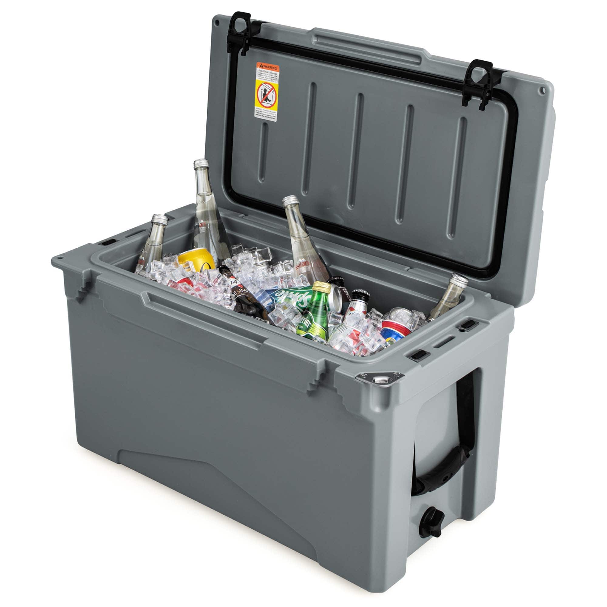 Costway - 50 QT Rotomolded Cooler Portable Ice Chest Ice Retention for 5-7 Days - Charcoal
