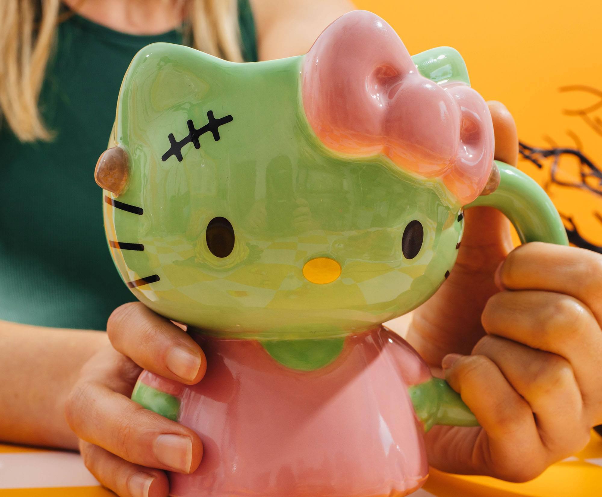 Alt View 5. Silver Buffalo - Sanrio Hello Kitty Frankenstein Pink Dress 20-Ounce Ceramic 3D Sculpted Mug - Multi-Colored.