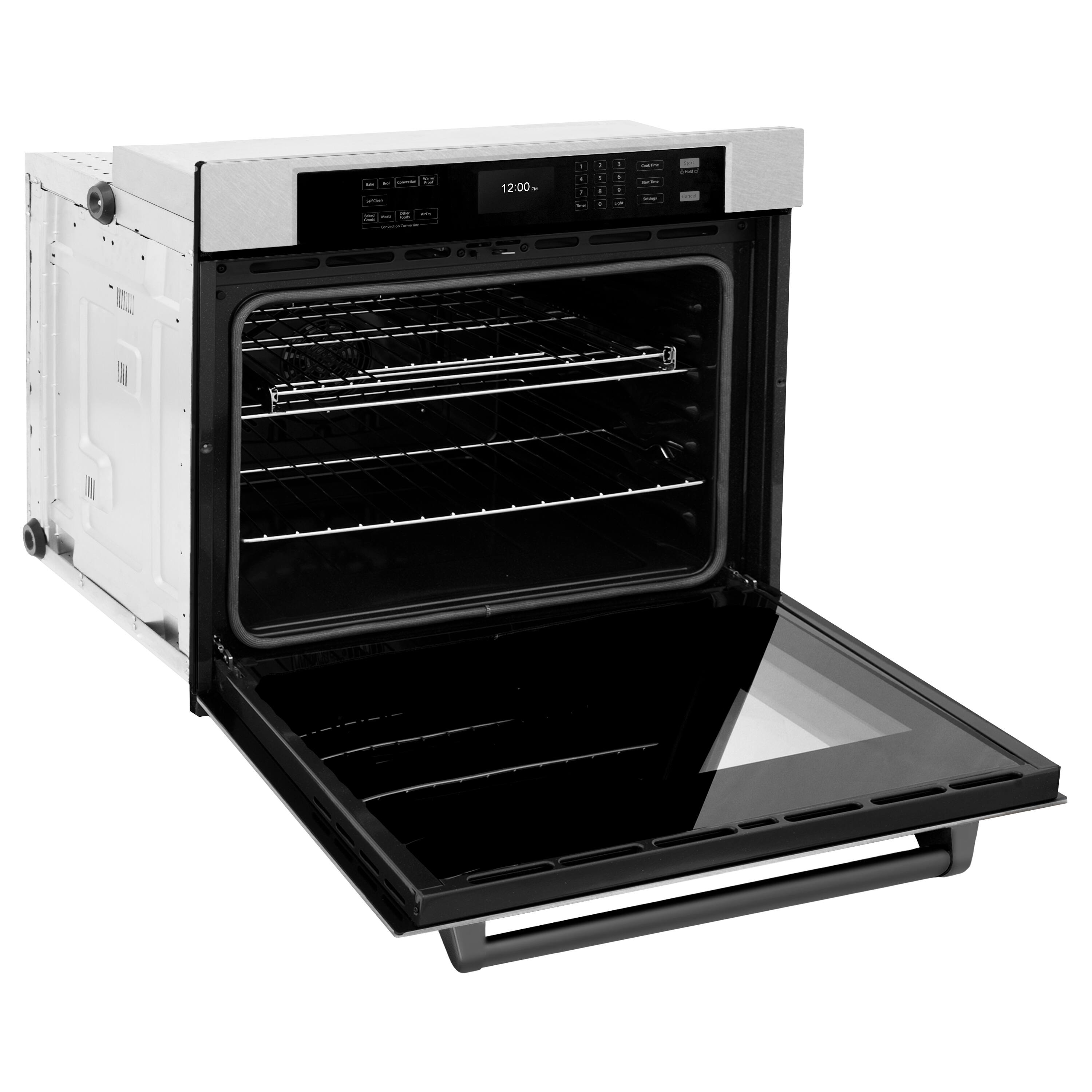 Alt View 1. ZLINE - ZLINE 30 in. Autograph Wall Oven w/ Air Fry in Satin Stainless Steel w/ Black Handle - Satin Stainless Steel.