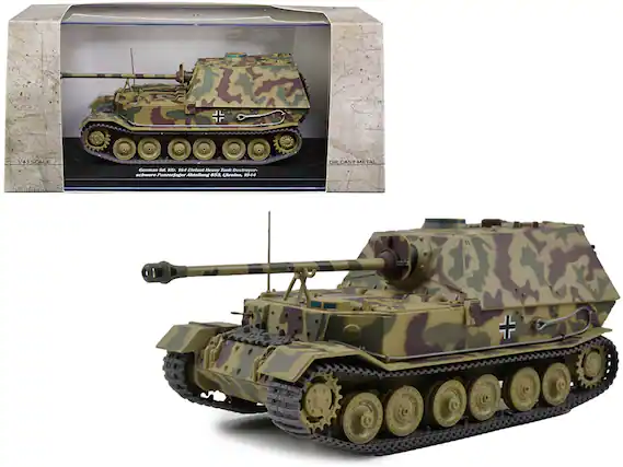 1/43 SCALE
German St. Kz. 154 Elefant Heavy Tank Destroyer
Schwere Panzerjäger Abteilung 653, Ukraine, 19-04
Heavy Tank Destroyer
653, Ukraine, 19-04
DIE CAST METAL