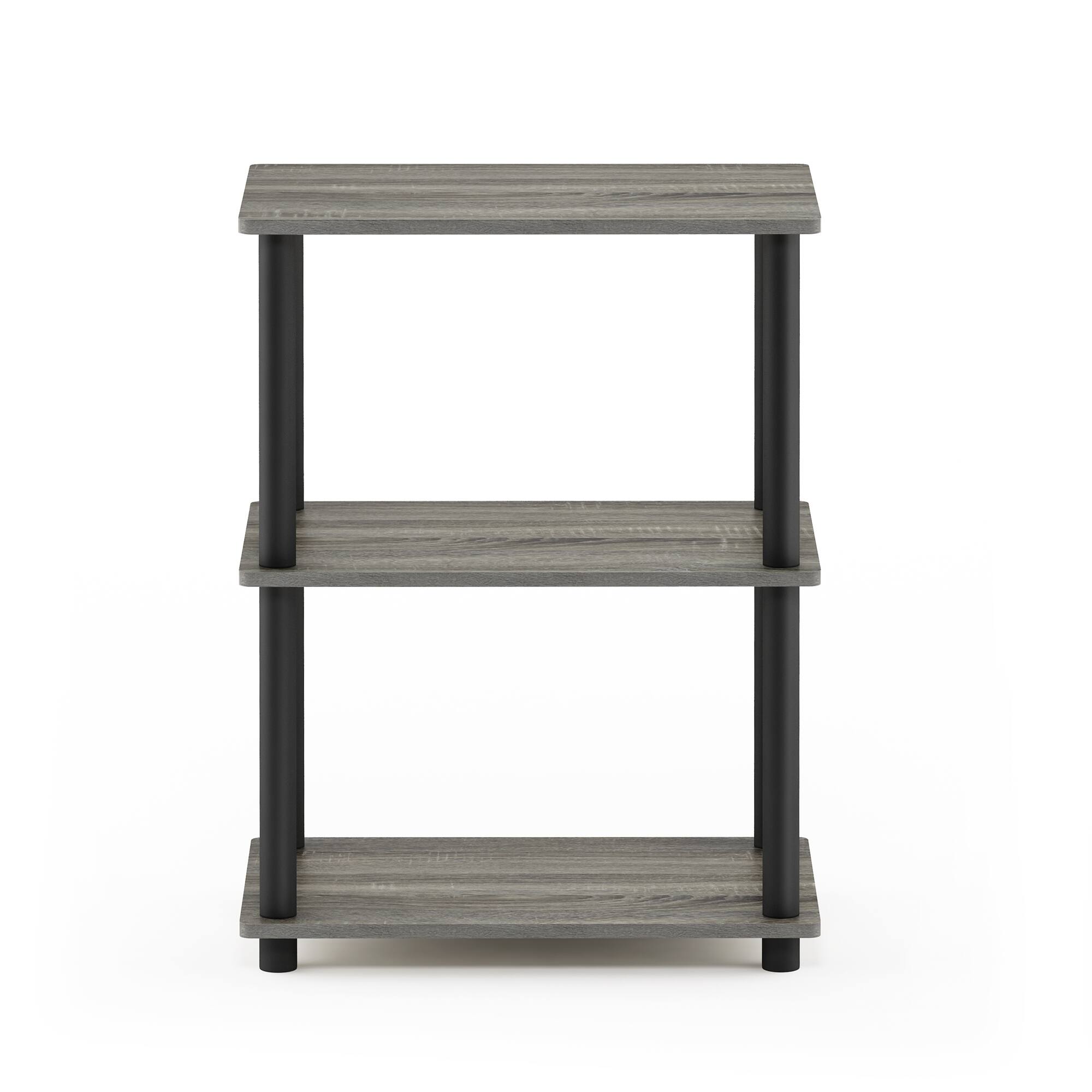 Alt View 2. Furinno - Turn-N-Tube No Tool 3-Tier Storage Shelf, French Oak/Black - French Oak/Black.