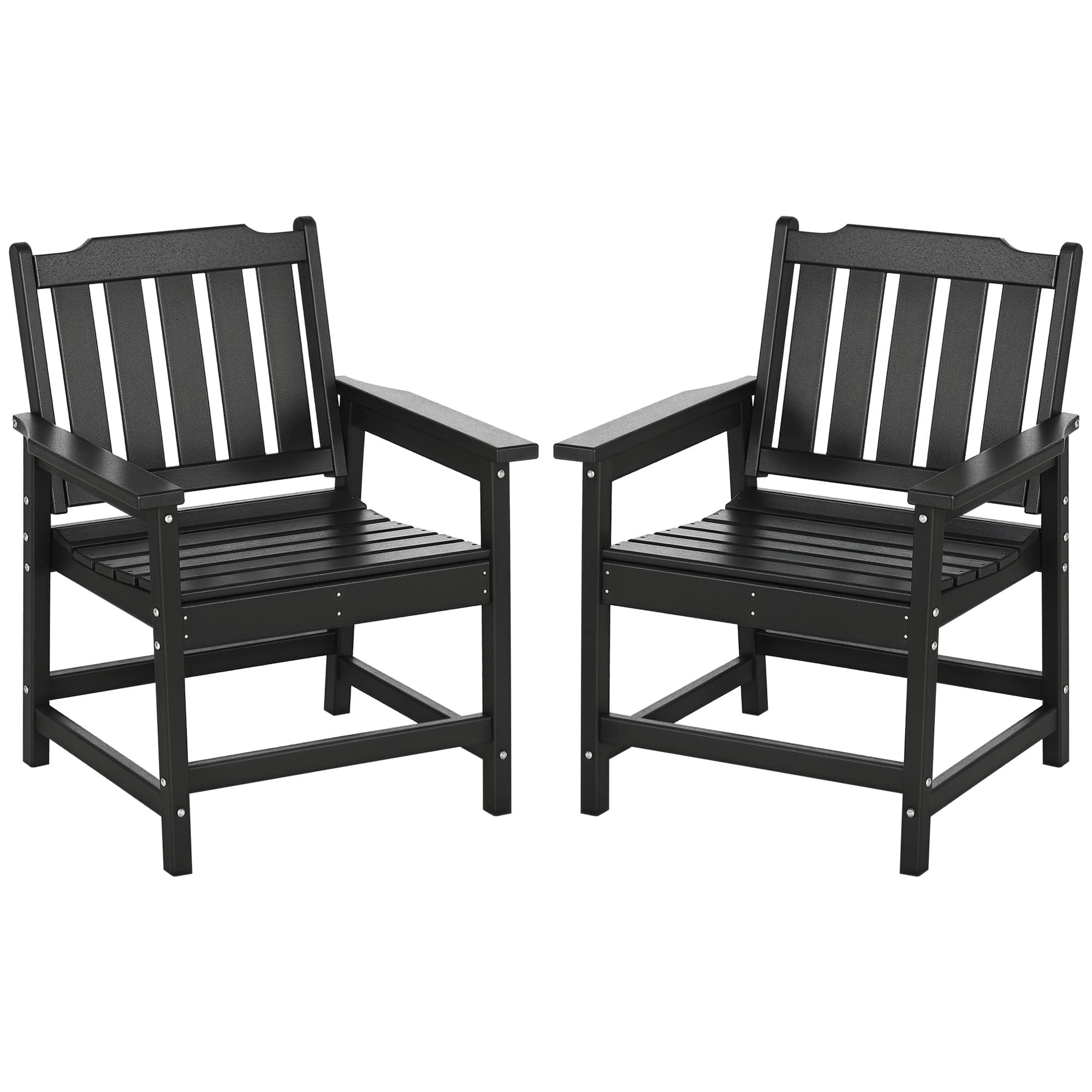 Outsunny - Piece All-Weather Patio Chairs, HDPE Patio Dining Chair Set - Black