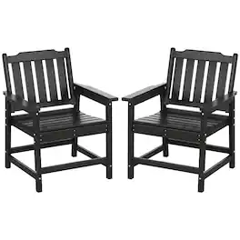 Outsunny - Piece All-Weather Patio Chairs, HDPE Patio Dining Chair Set - Black