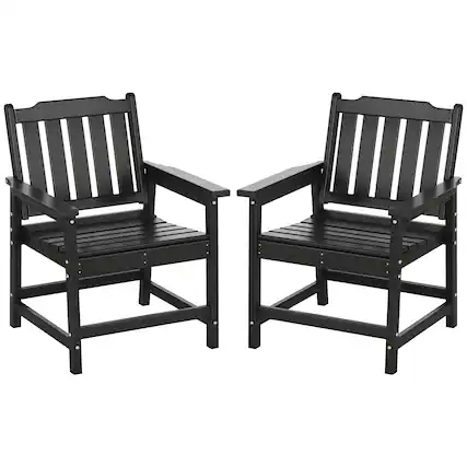 Front. Outsunny - Piece All-Weather Patio Chairs, HDPE Patio Dining Chair Set - Black.