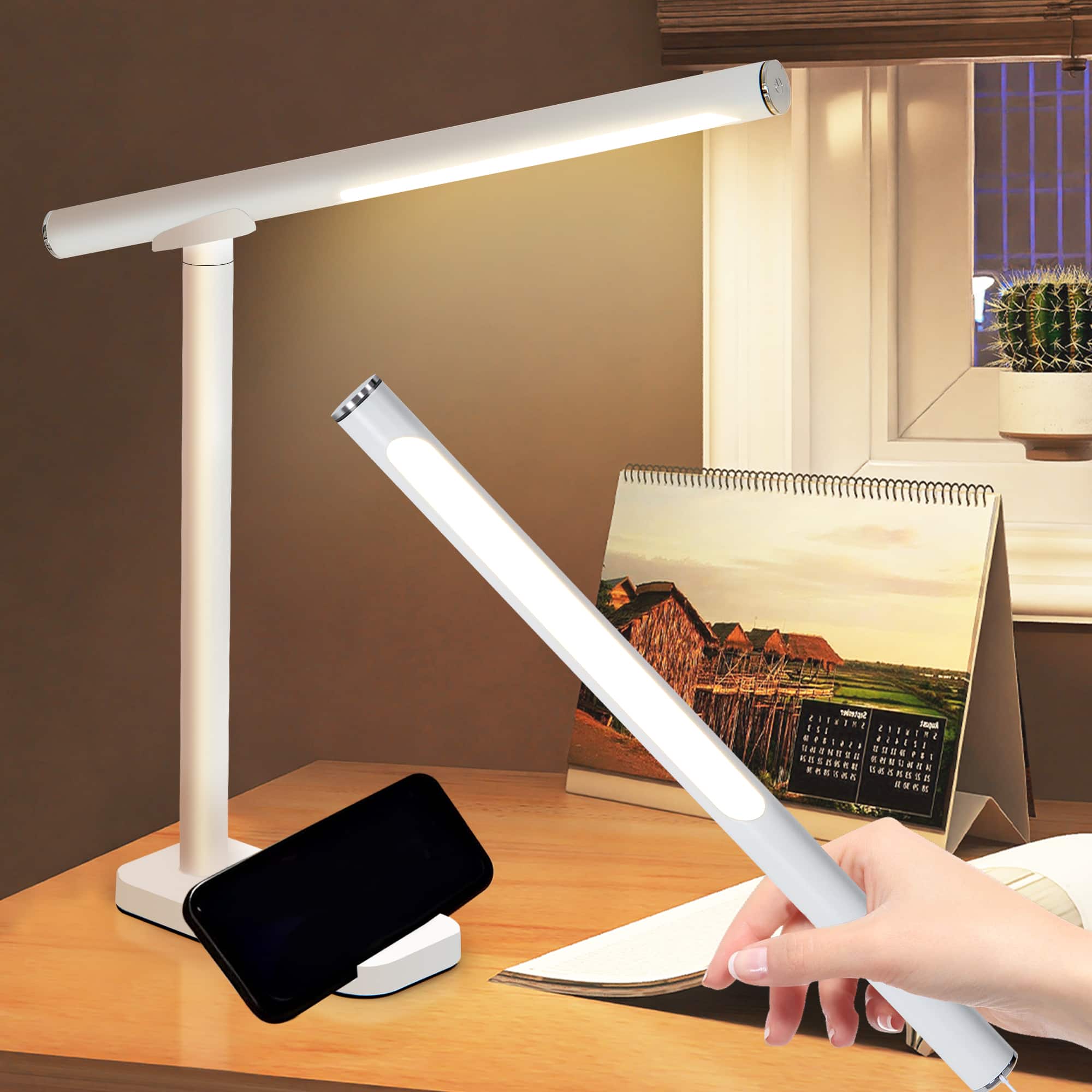 Akoasm - LED Desk Lamp, 5 Light Modes 10-Level Dimmable, Touch Control with Memory Function, 360° Adjustable for Bedroom/Office