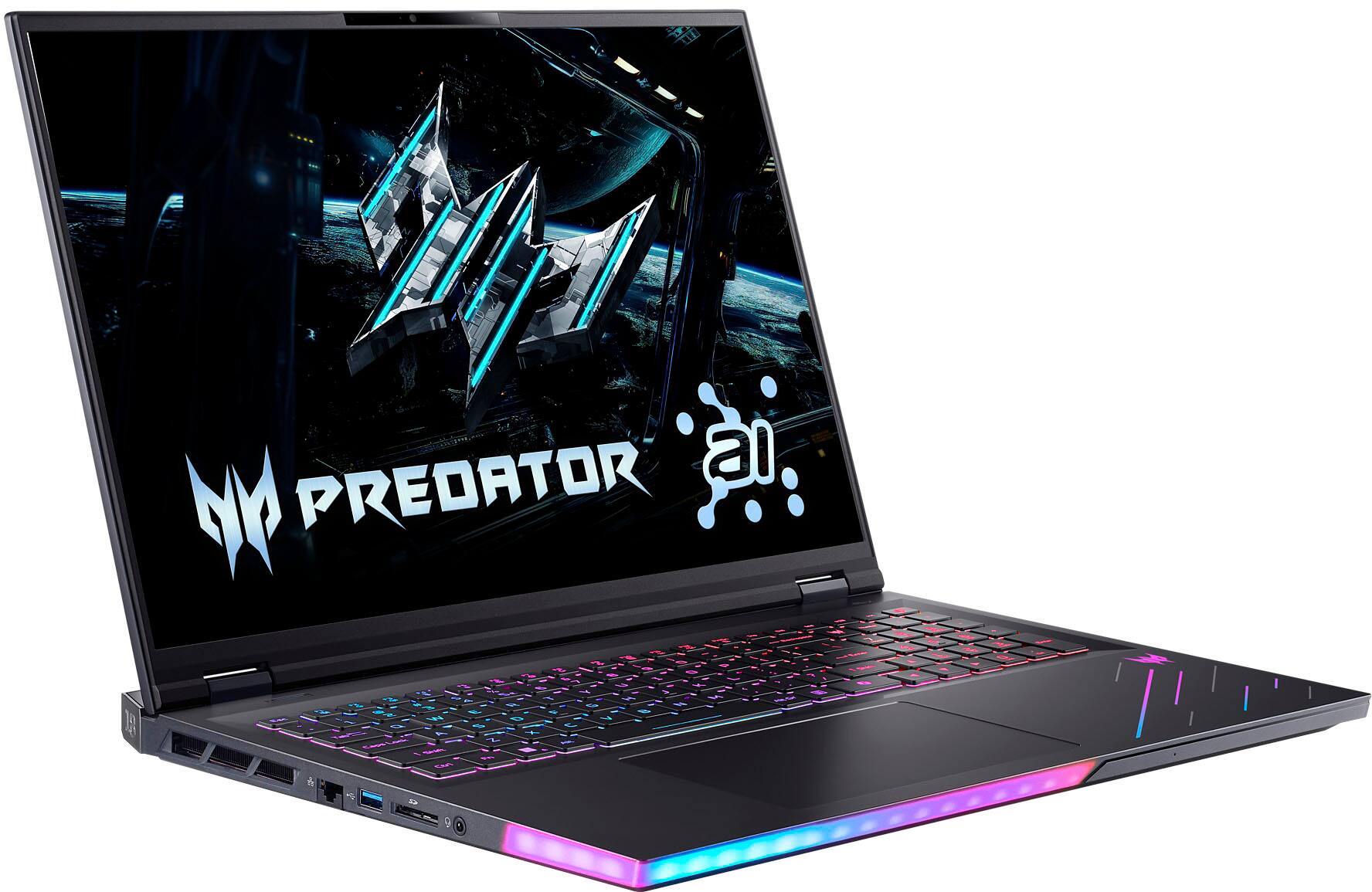 Alt View 5. Acer - Predator Helios 18 AI - 18" 250Hz Gaming Laptop - 2560 x 1600 -Intel Core Ultra 9 - NVIDIA GeForce RTX 5080 – 32GB – 1TB - Abyssal Black.
