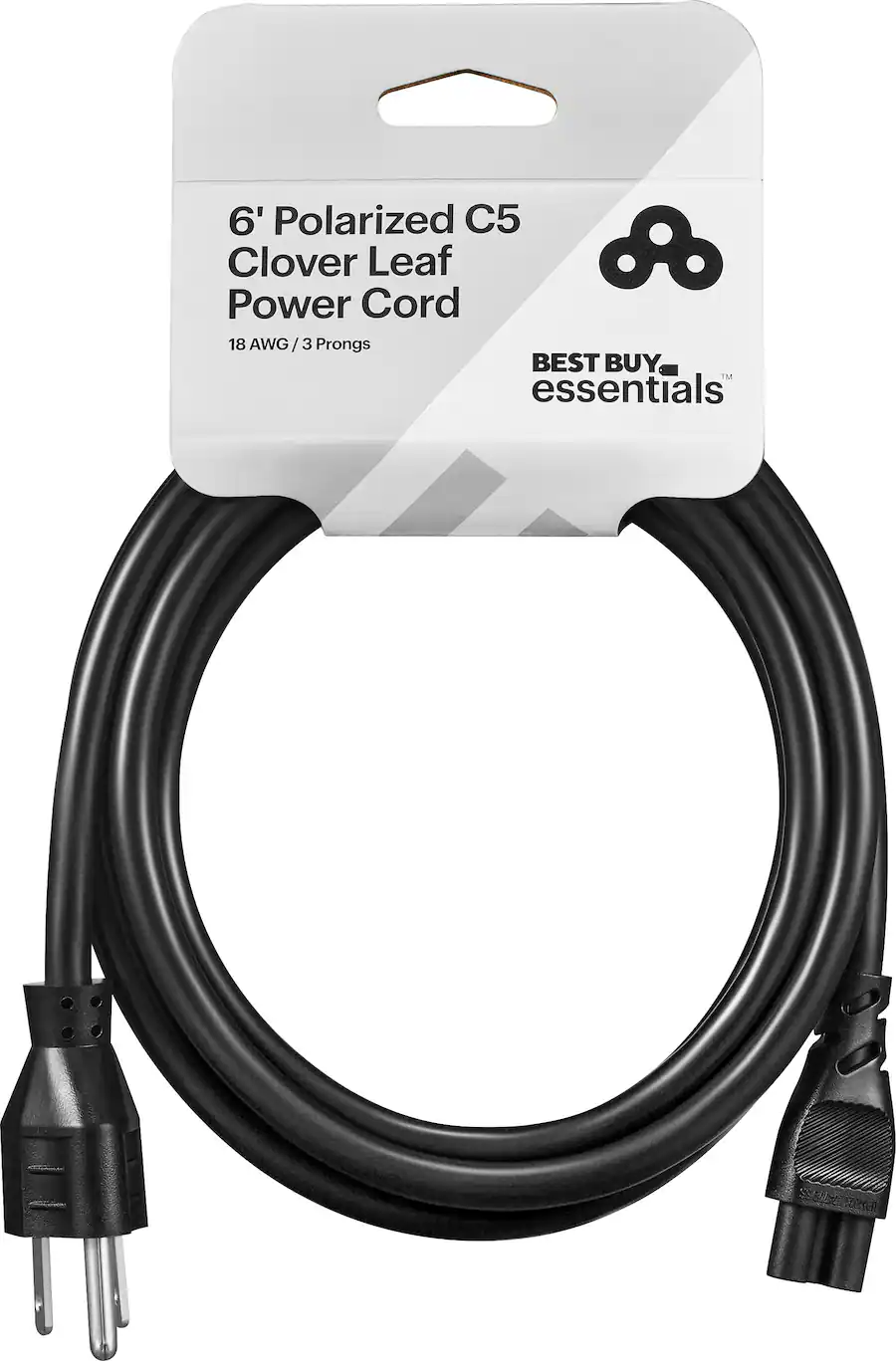 Best Buy essentials™ 6' 18 AWG C5 Clover Leaf Power Cord Black BE ...