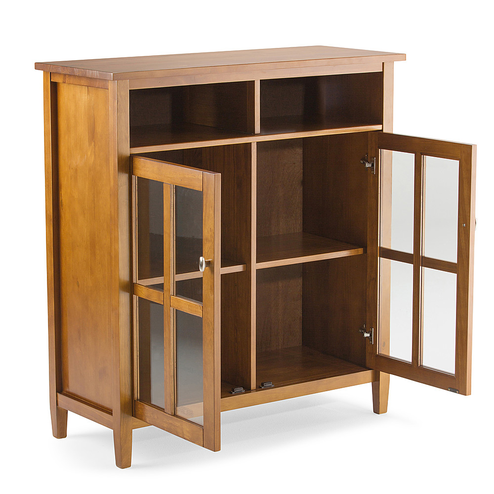 Simpli Home - Warm Shaker Wood 2-Door 6-Shelf Media Cabinet - Honey Brown