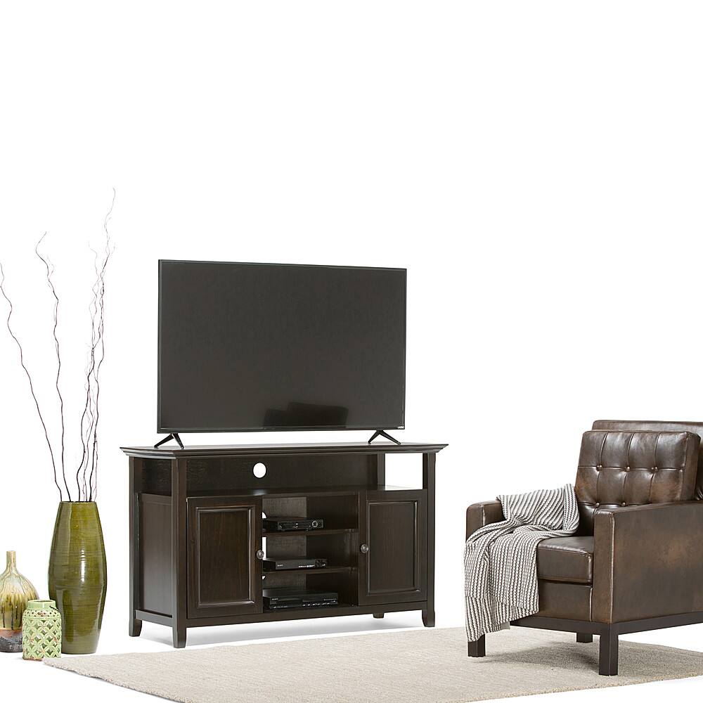 Left View: Simpli Home - Amherst TV Cabinet for Most TVs Up to 60" - Dark Brown