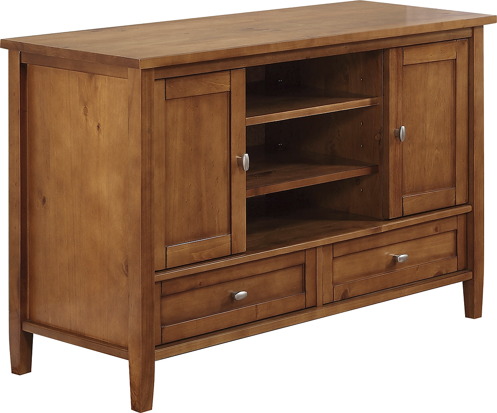 Angle View: Simpli Home - Warm Shaker TV Cabinet for Most TVs Up to 52" - Honey Brown
