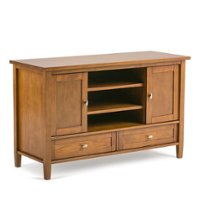 Simpli Home - Warm Shaker TV Cabinet for Most TVs Up to 52" - Honey Brown - Front_Zoom
