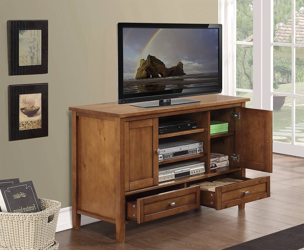 Alt View 12. Simpli Home - Warm Shaker TV Cabinet for Most TVs Up to 52" - Honey Brown.