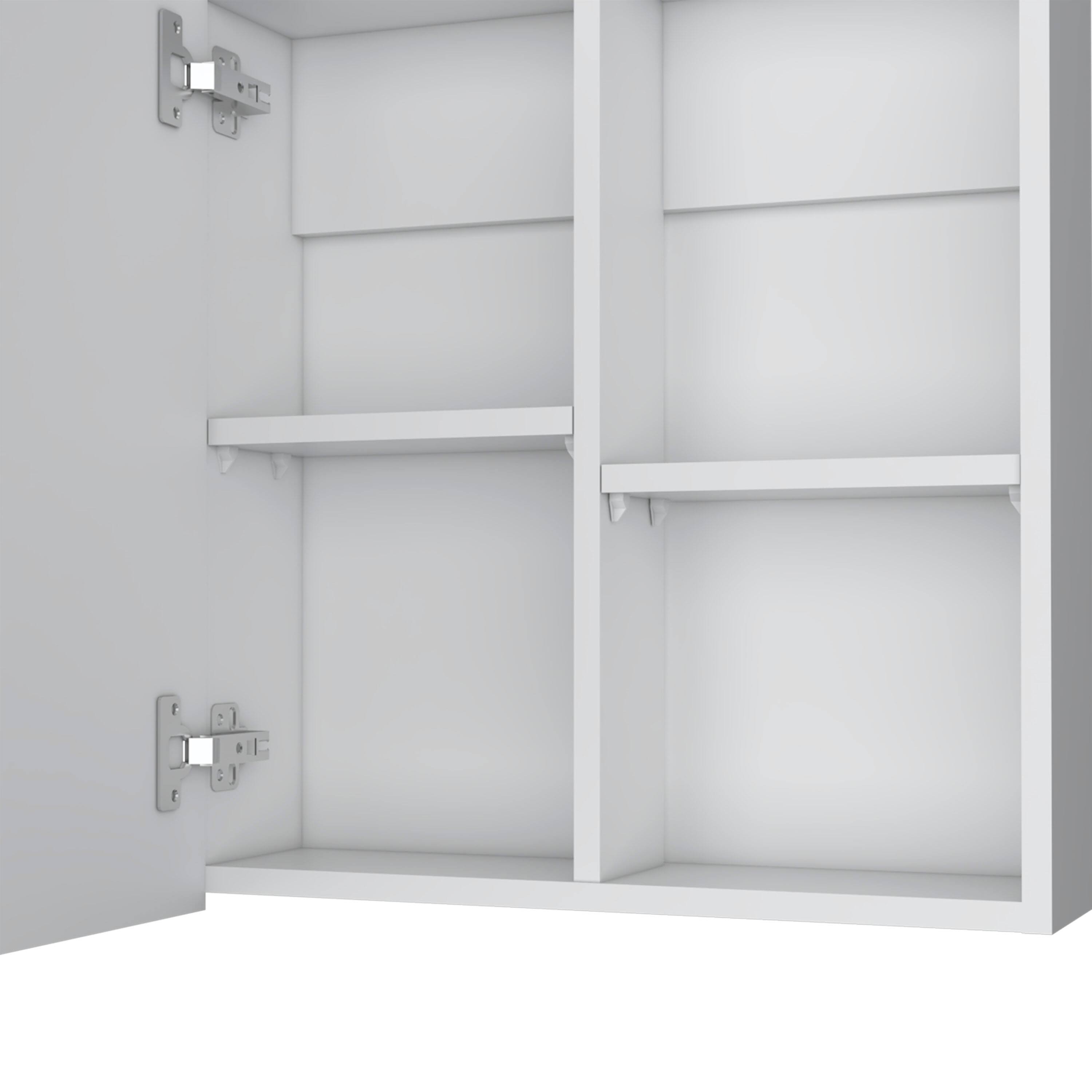 Alt View 2. TuHome - Duma 21.1" H X 19.7" W Mirror Medicine Cabinet, One Door With Four Interior Shelves For Bathroom, Kitchen - White.