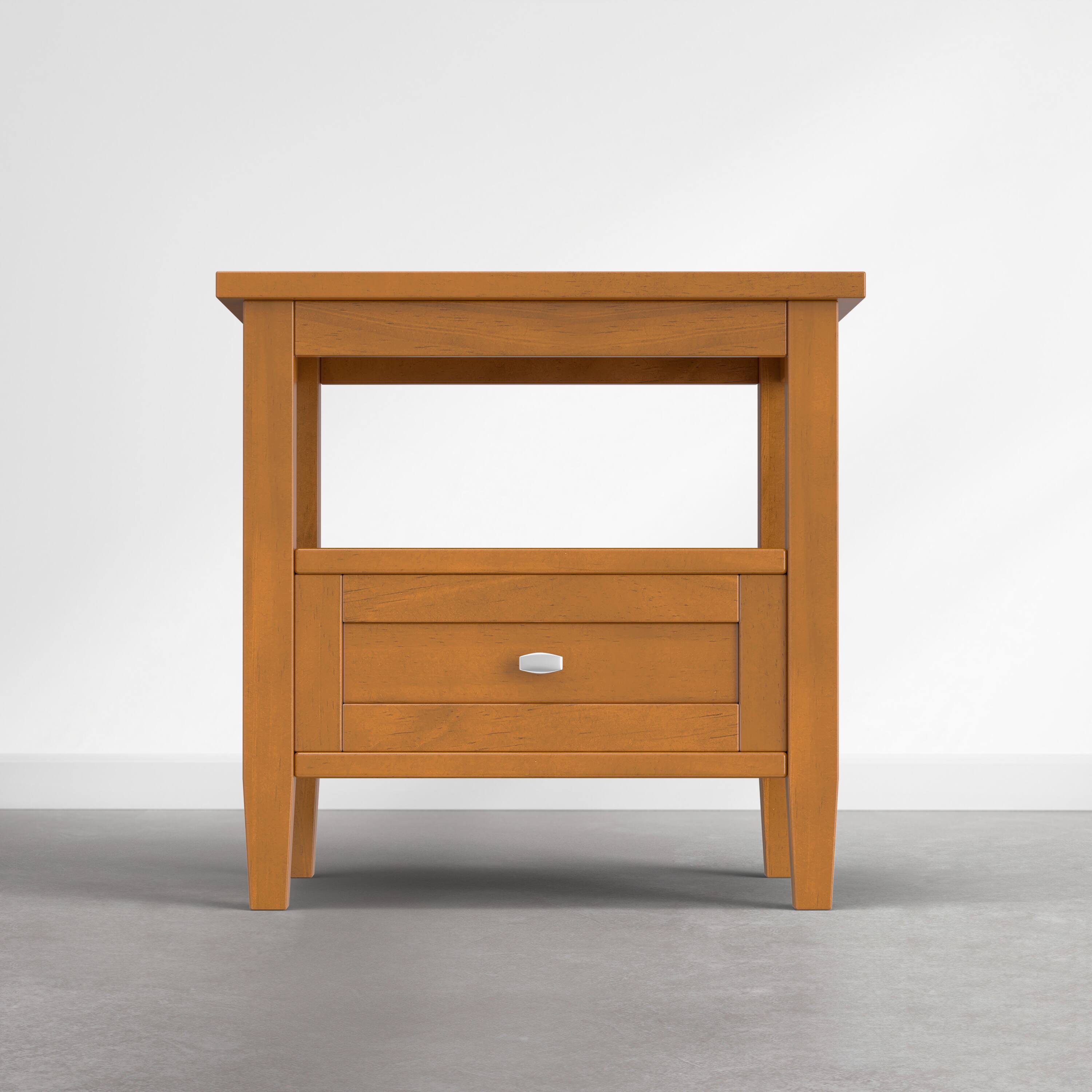 Alt View 2. Simpli Home - Warm Shaker 20 inch Wide Solid Wood End Table, Warm Honey Brown - Warm Honey Brown.