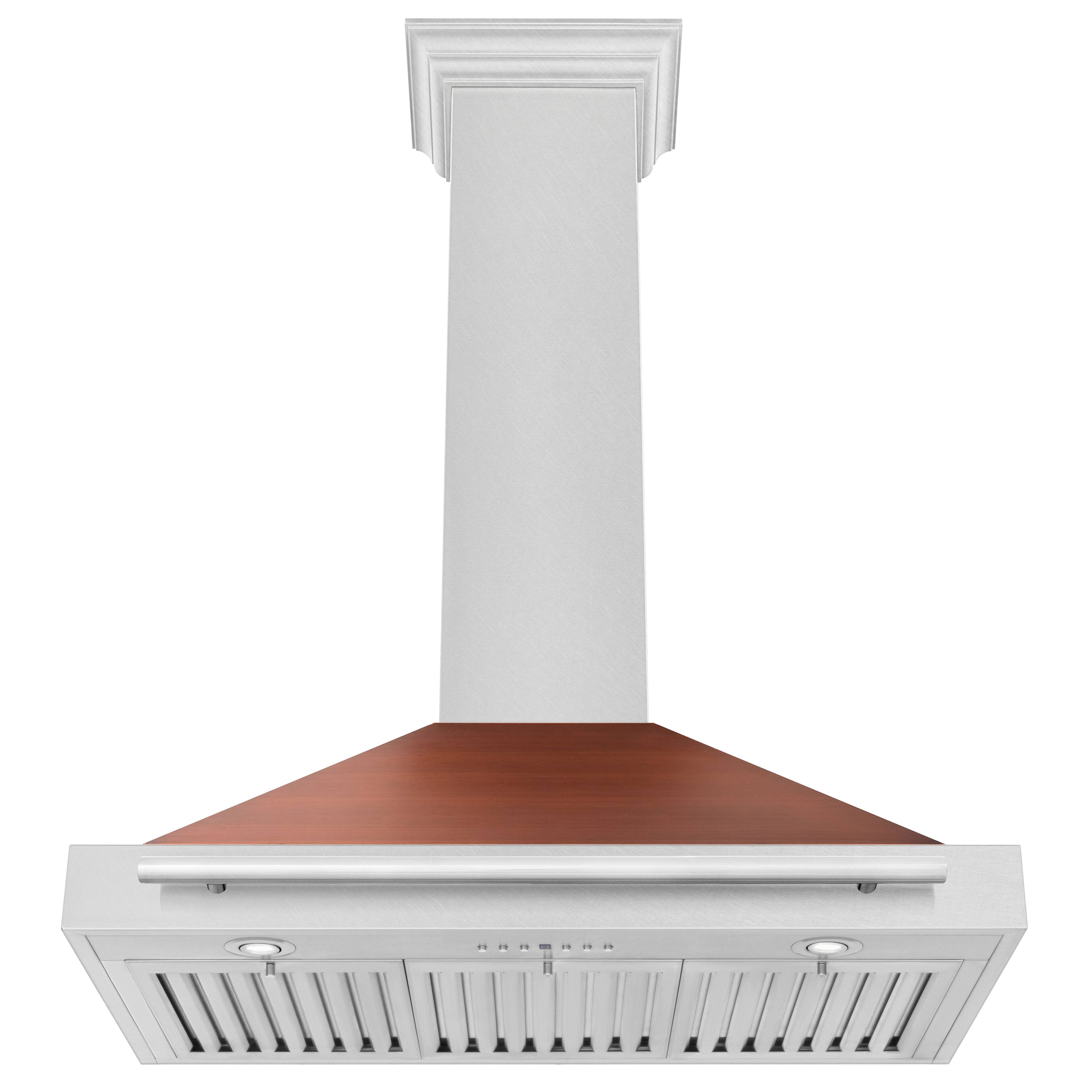 Alt View 11. ZLINE - ZLINE 36 in. Convertible Satin Steel Wall Mount Range Hood with Copper Shell and Steel Handle - Stainless Steel.