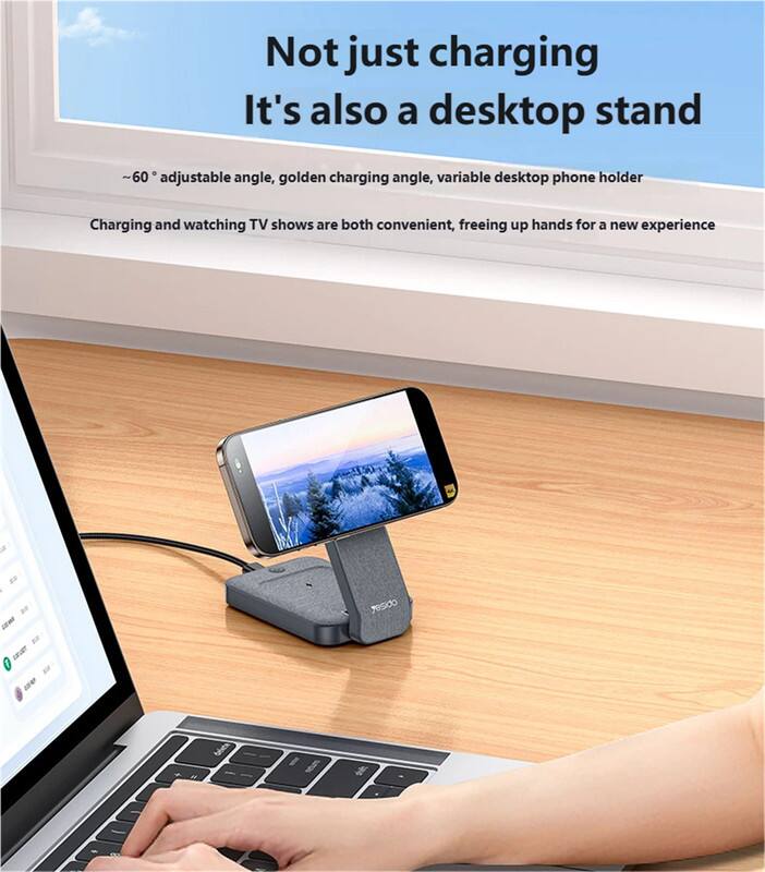 Not just charging  
It's also a desktop stand  

~60° adjustable angle, golden charging angle, variable desktop phone holder  

Charging and watching TV shows are both convenient, freeing up hands for a new experience
