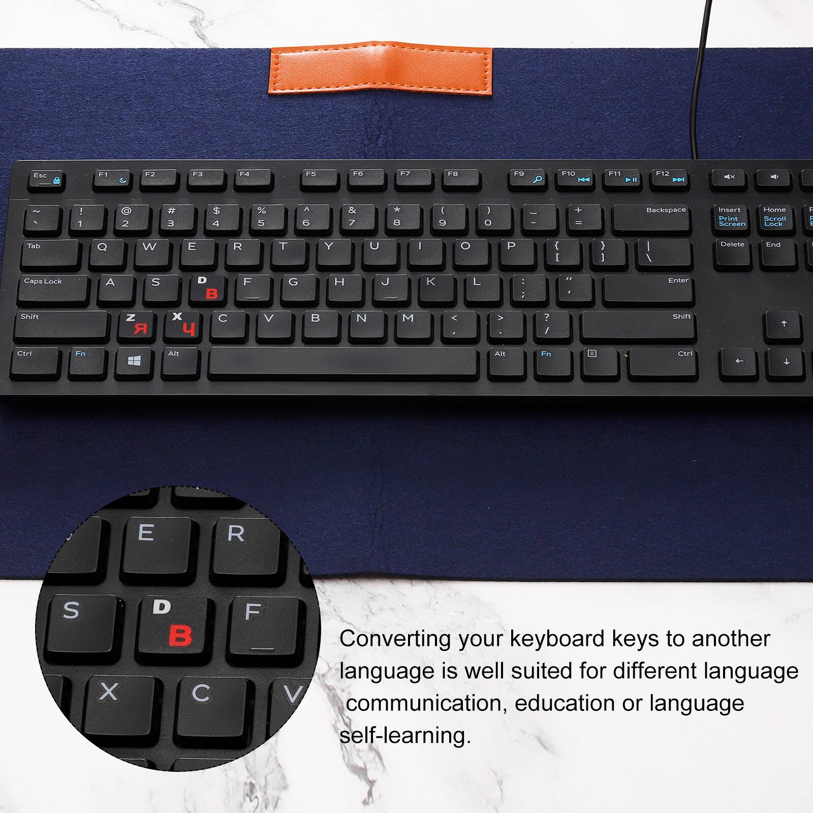 EK a 1 FS F4 +S F 12 o P FIO 1 11 ... ; - - I 1 6O 2 S 4 % 5 A 6 & 7 B 9 ) O - . - Backspace insers Print Strean Tom Scroll ...- - i lan Q W E R T Y U I O P { I ) I I / Delete End Cape Lock A S D B F G H J K L ! : . Enter Sn Z x C V B N M < V ? / shins + ETI En AI AR Fn 13 Cirl . E R S X D B C F Converting your keyboard keys to another language is well suited for different language education communication, or language self-learning.