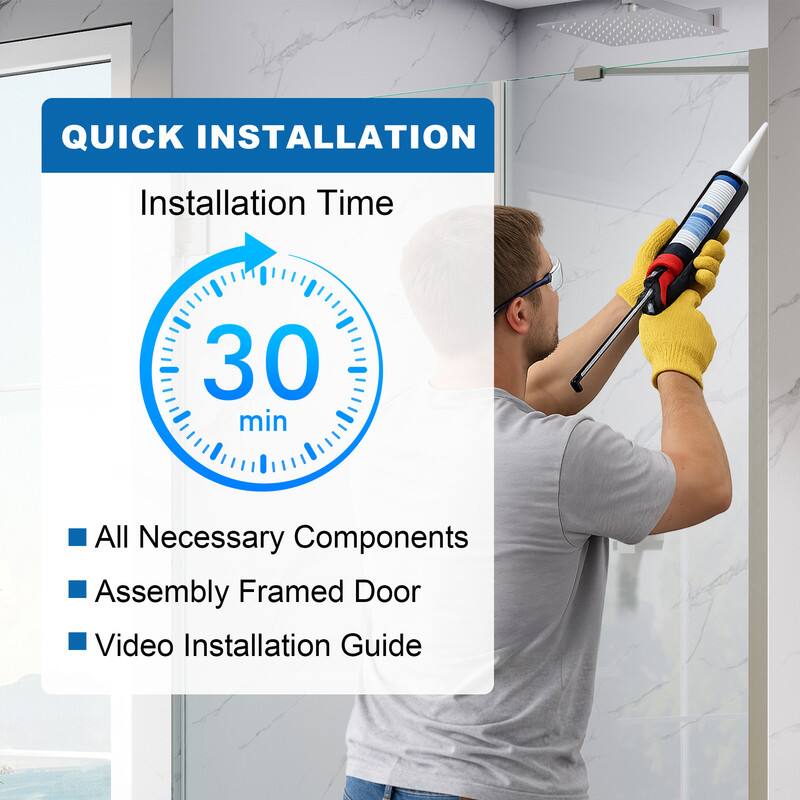 QUICK INSTALLATION  
Installation Time: 30 min  
- All Necessary Components  
- Assembly Framed Door  
- Video Installation Guide