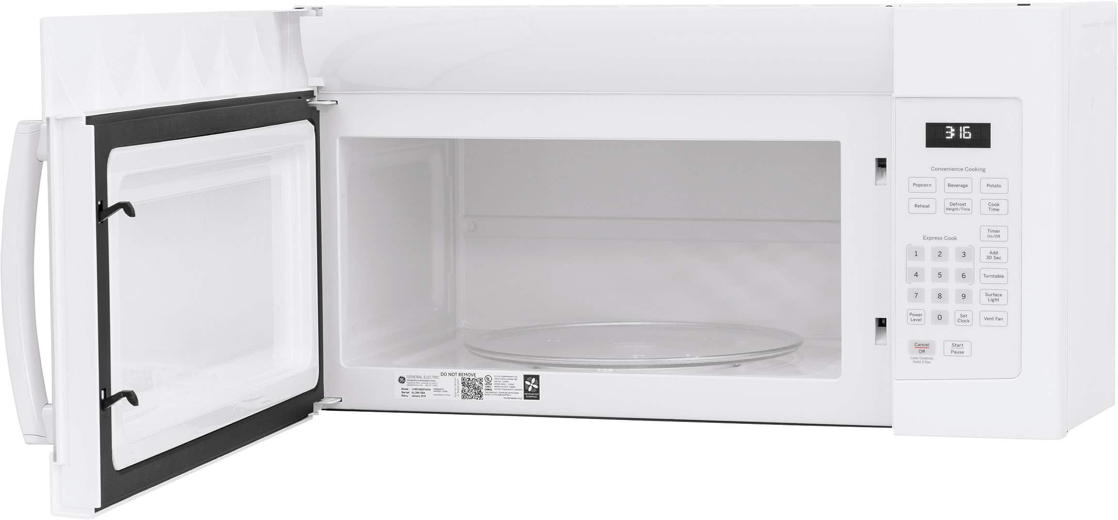 Alt View 1. GE - 1.6 Cu. Ft. Over-the-Range Microwave - White.