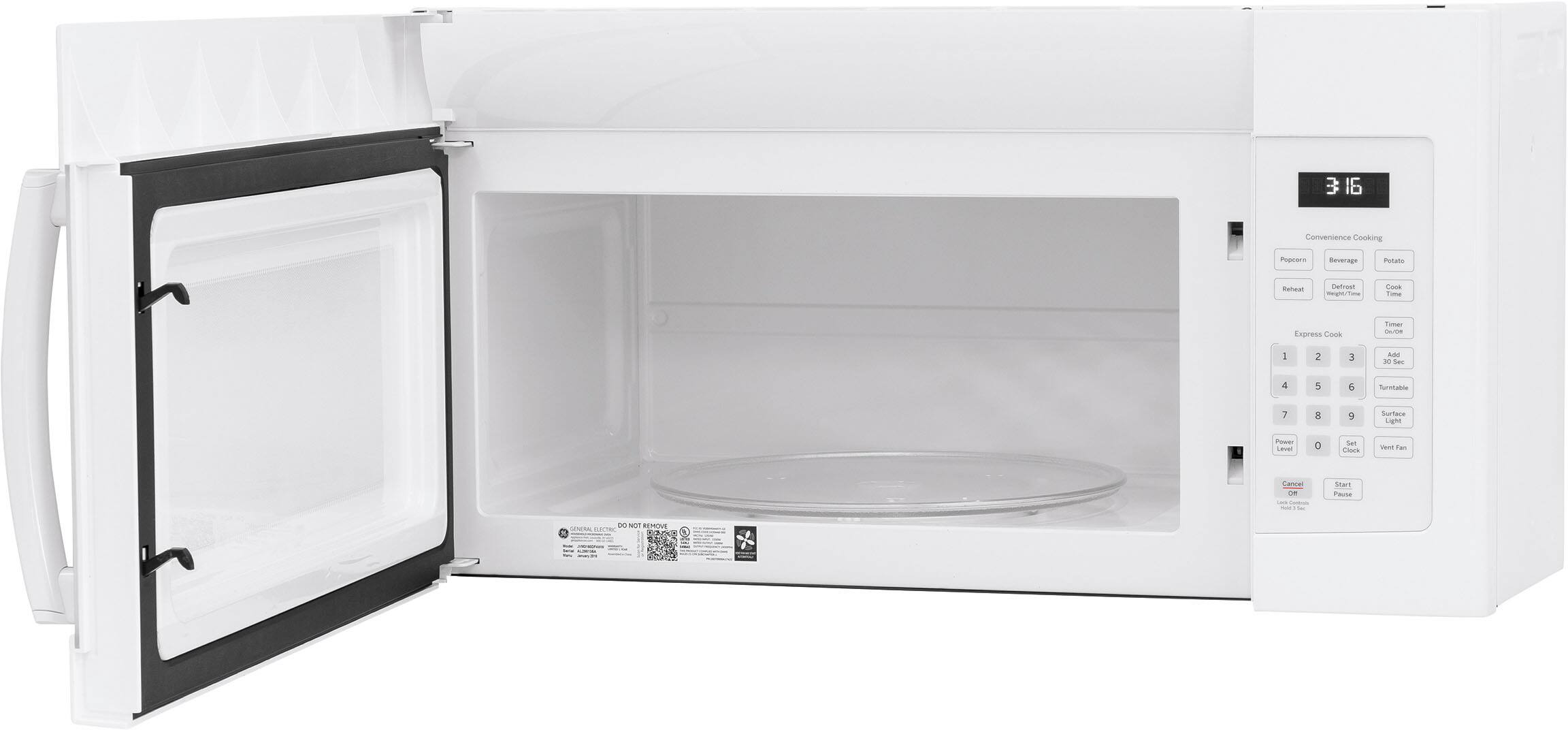 Alt View 1. GE - 1.6 Cu. Ft. Over-the-Range Microwave - White.