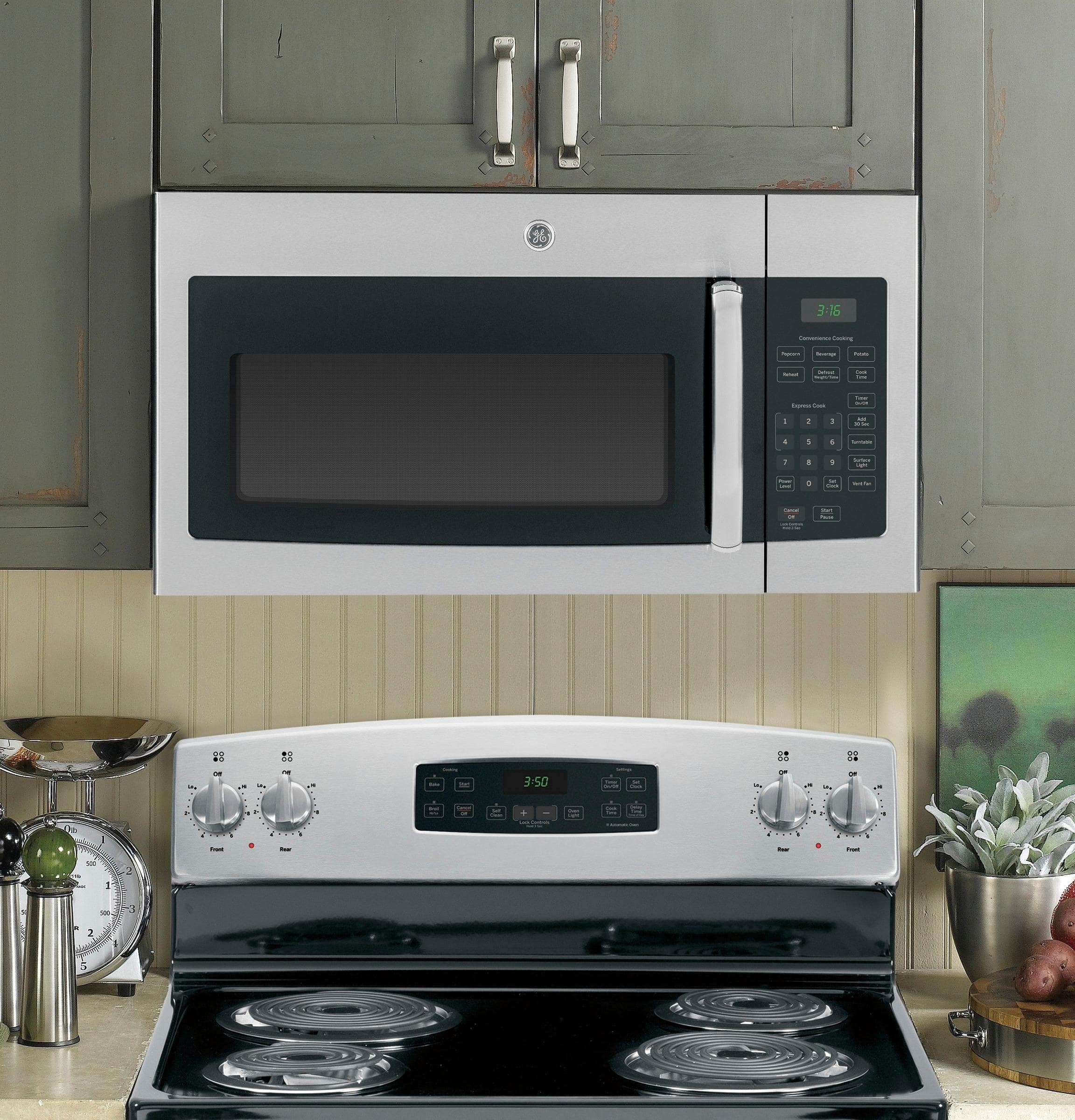 Alt View 14. GE - 1.6 Cu. Ft. Over-the-Range Microwave - Stainless Steel.