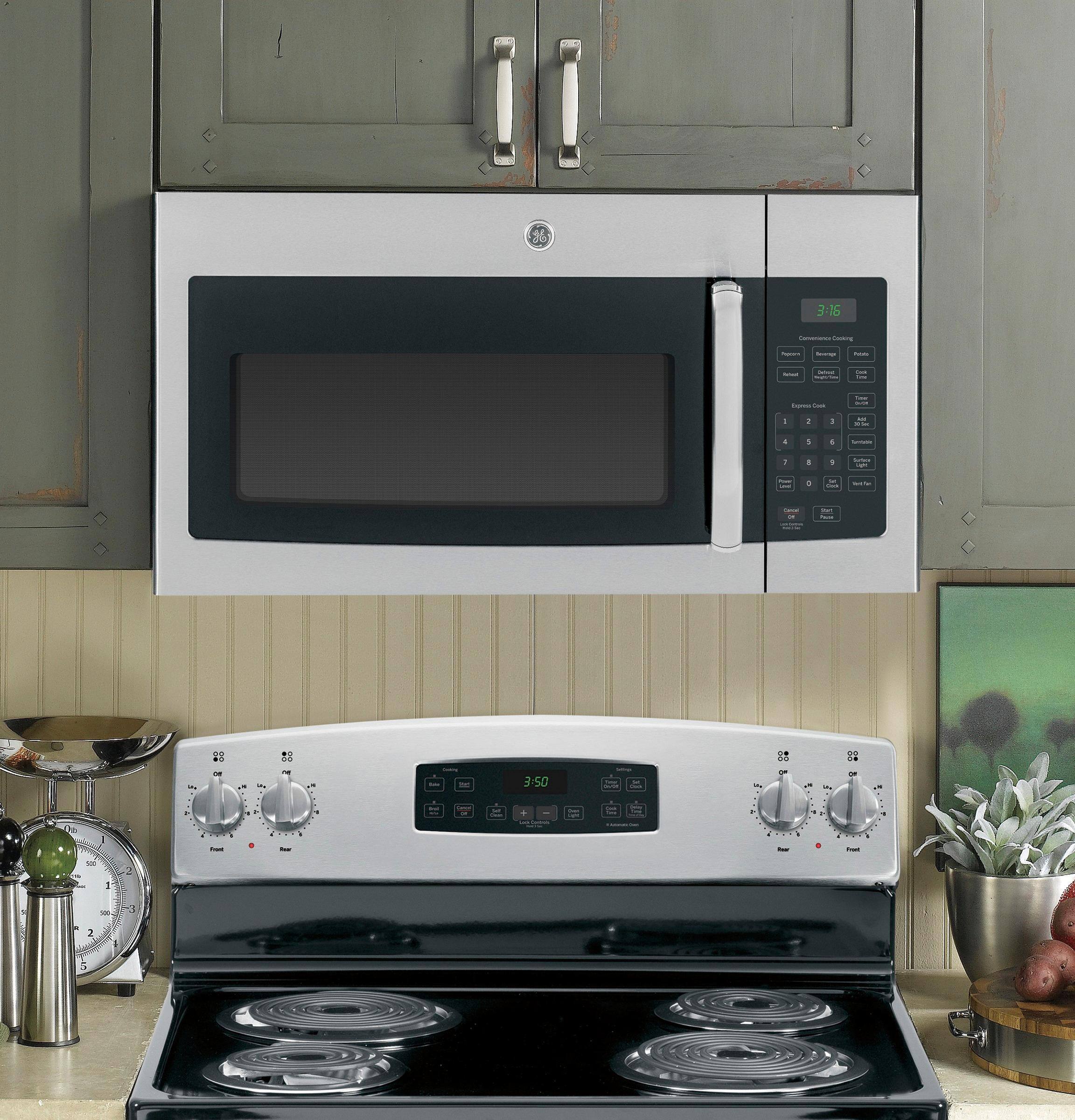 Alt View 14. GE - 1.6 Cu. Ft. Over-the-Range Microwave - Stainless Steel.