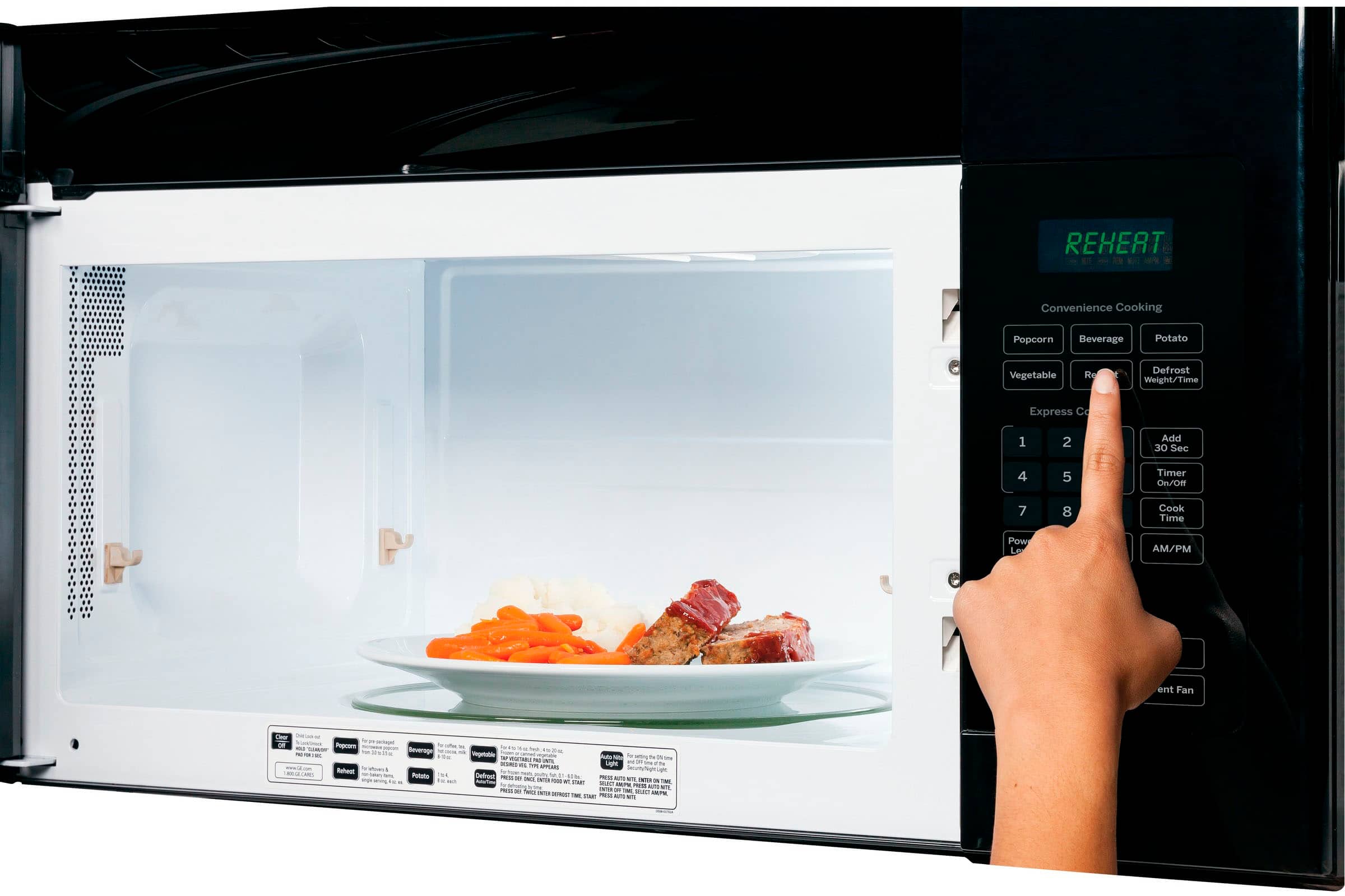 Alt View 20. GE - 1.6 Cu. Ft. Over-the-Range Microwave - Stainless Steel.