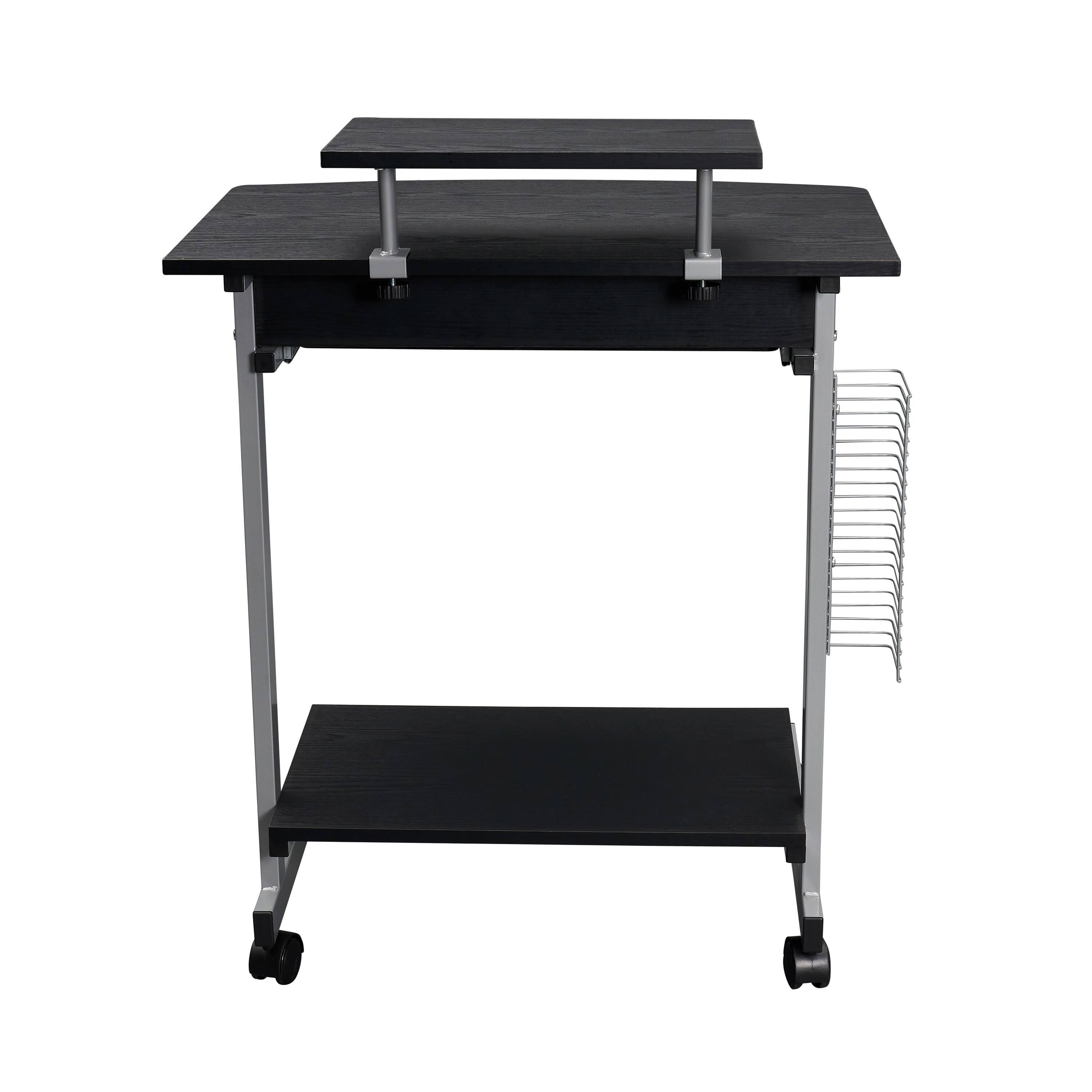Alt View 2. Spaco - Spaco Compact Computer Cart with Storage, Adjustable Shelf Keyboard Tray, Locking Casters,Moisture Resistant Workstation - Espresso.