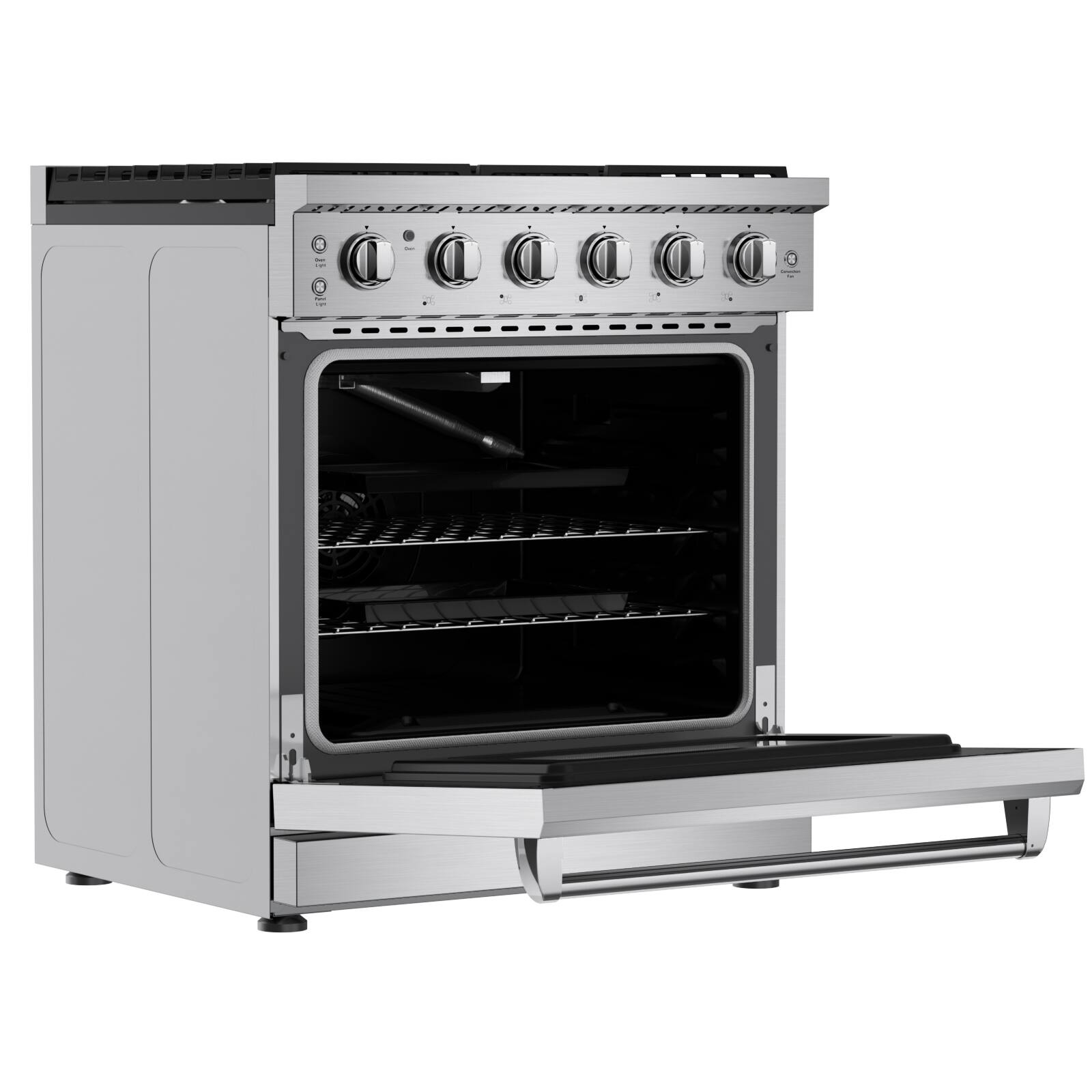 Alt View 3. Empava - 30 in. Gas Range 4.5 CuFt Oven 5 Burner(18K BTU) Cooktop w/Storage Drawer, Stainless Steel, Natural Gas Only - Stainless steel.