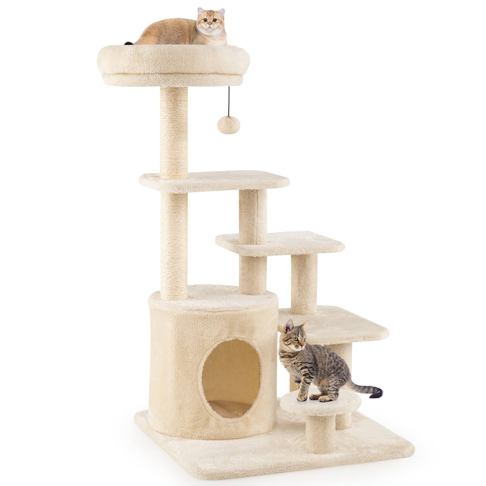 Front. Gymax - Gymax 40'' Multi-level Cat Tower w/Condo Padded Perch Bed Sisal Scratching Posts Ball Beige.