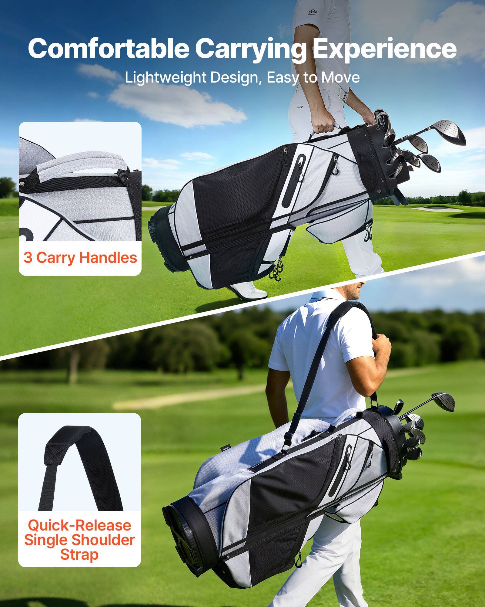 Comfortable Carrying Experience  
Lightweight Design, Easy to Move  

3 Carry Handles  

Quick-Release Single Shoulder Strap