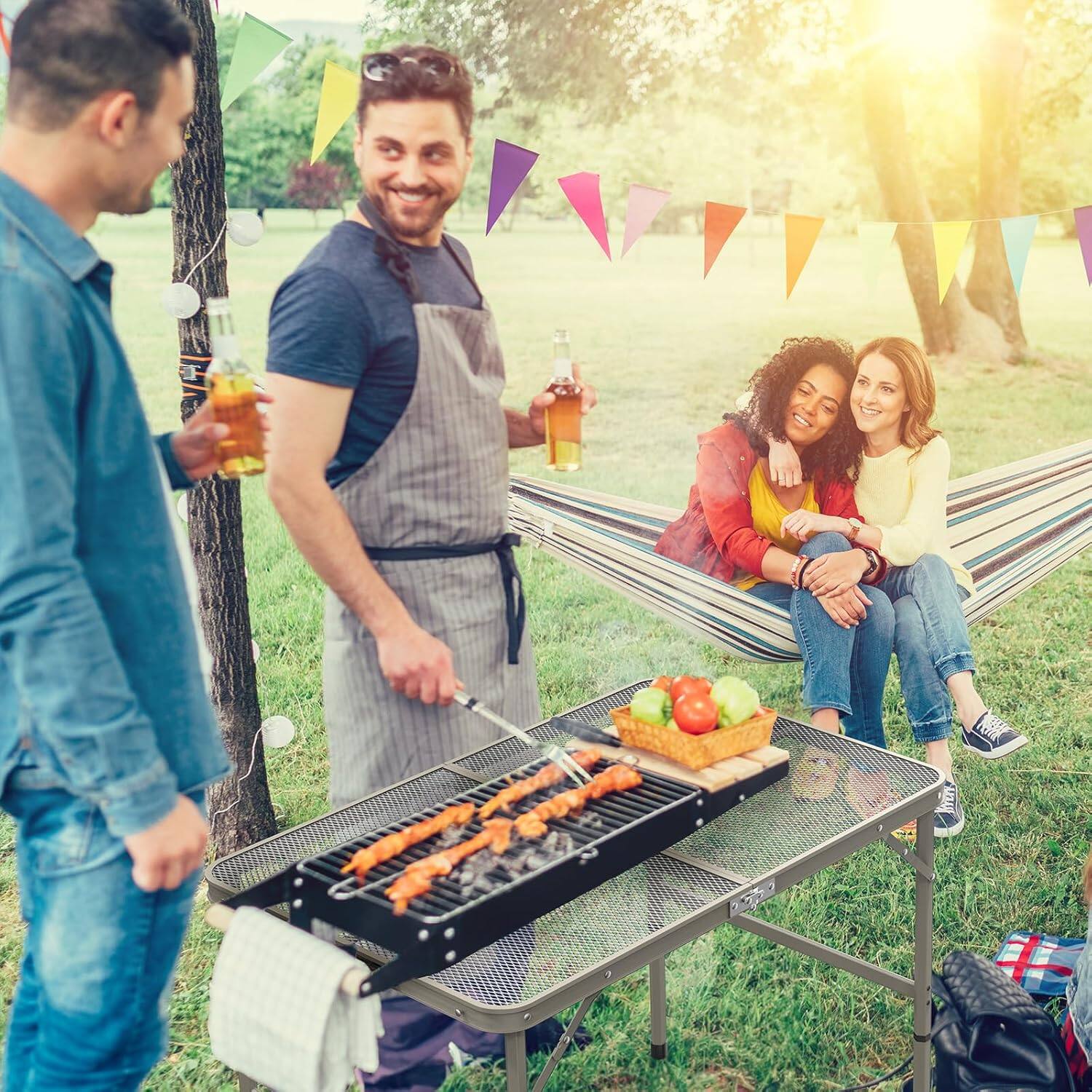 Alt View 4. Winado - 3FT Folding Camping Table Portable Picnic Table w/ Adjustable Height Aluminum Table for Indoor Outdoor Beach Patio Party - Gun.