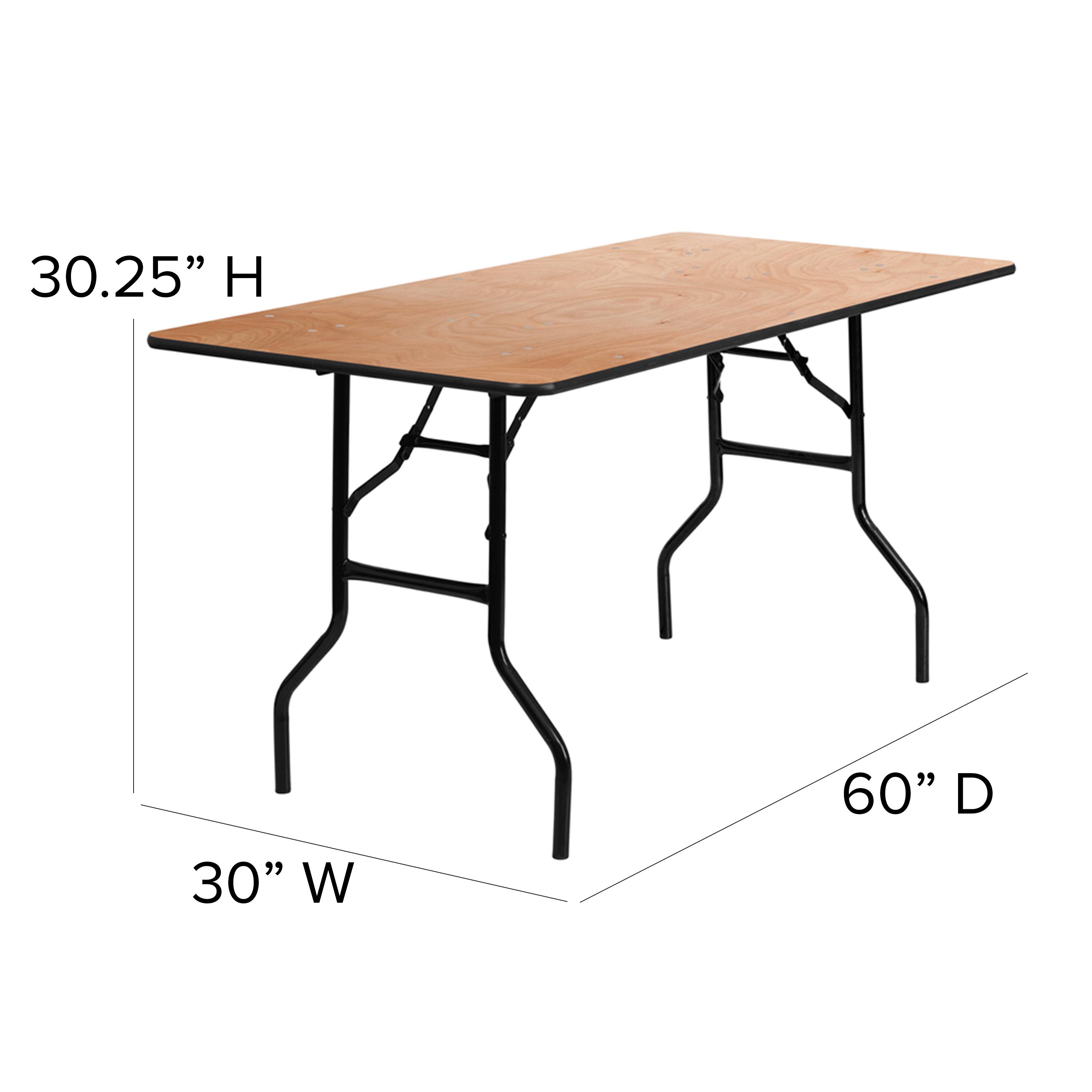 Alt View 15. Alamont Home - 5-Foot Rectangular Wood Folding Banquet Table with Clear Coated Finished Top - Natural.