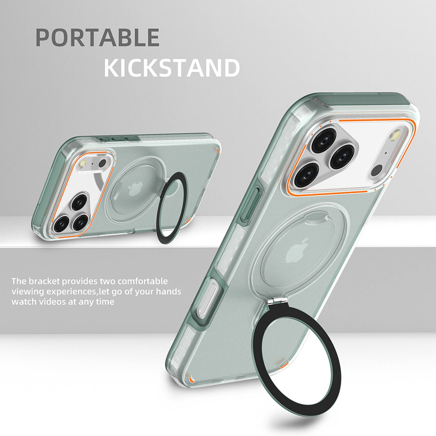 PORTABLE KICKSTAND

The bracket provides two comfortable viewing experiences, let go of your hands watch videos at any time
