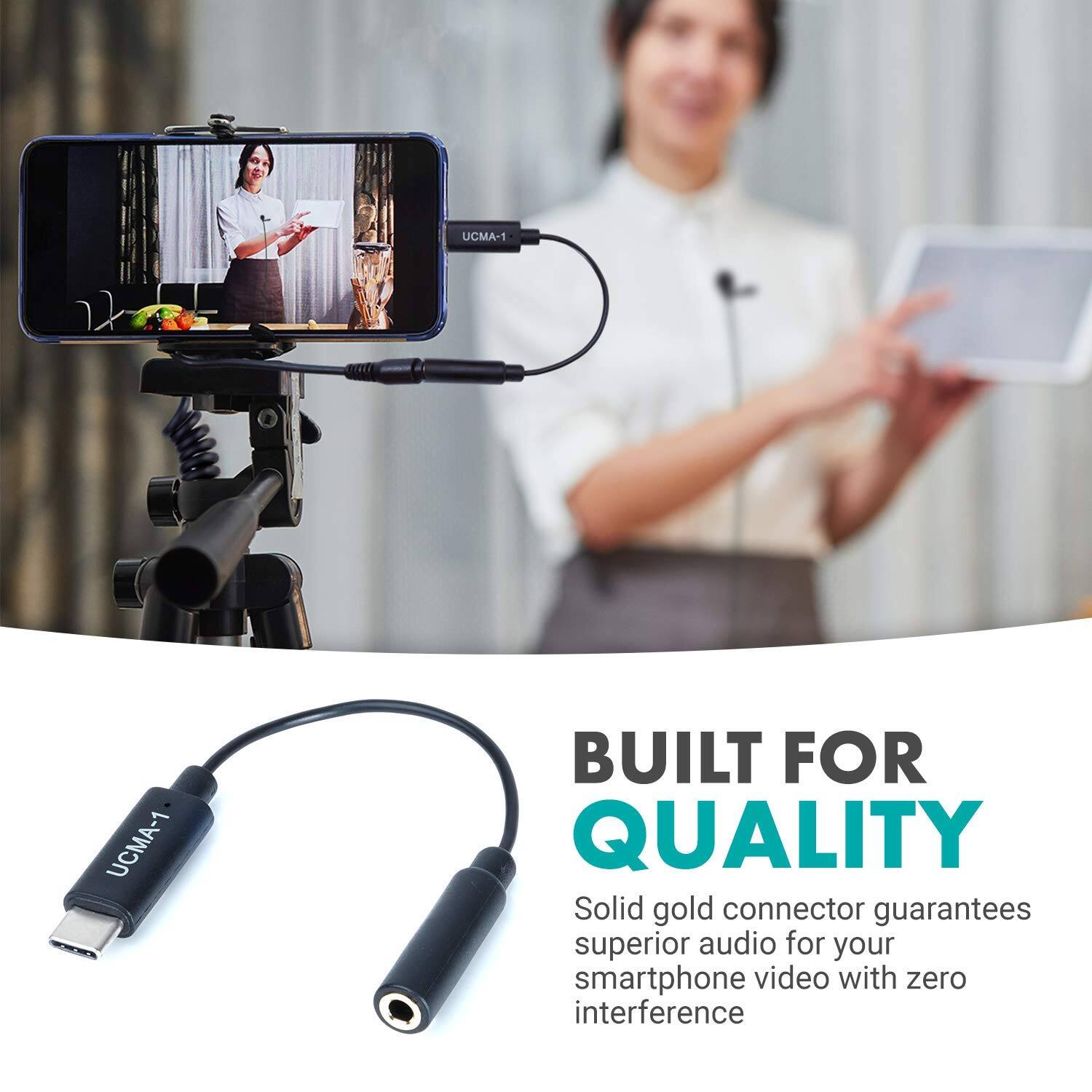 UCMA-1  
BUILT FOR QUALITY  
Solid gold connector guarantees superior audio for your smartphone video with zero interference